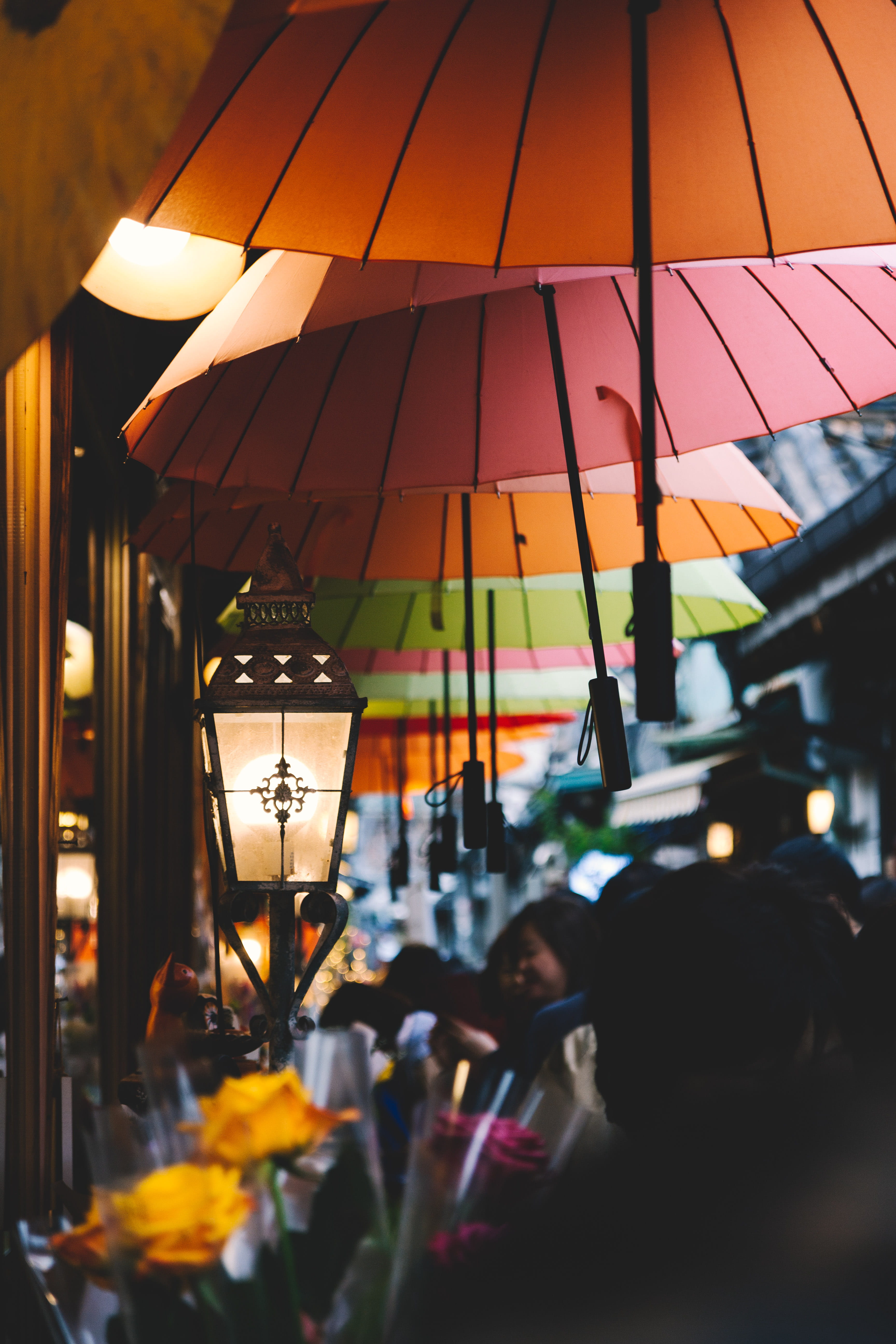 restaurant, lighting equipment, screen, city, electronics, banister, real people, architecture, outdoors, ceiling, human, shed, umbrella, monitor, person, Phone HD Wallpaper