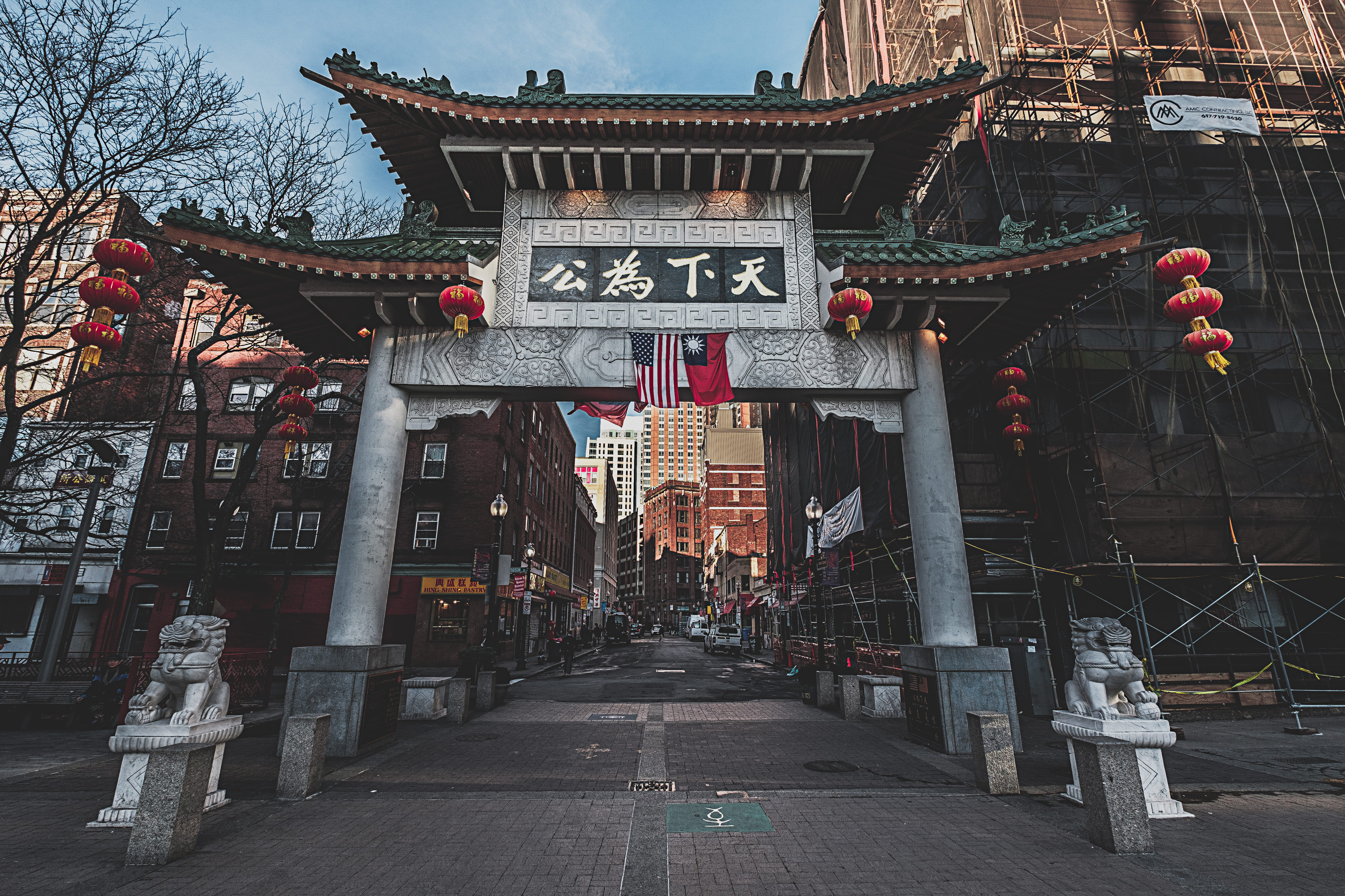 art and craft, building, tree, script, day, text, direction, building exterior, chinatown, communication, no people, place of worship, architecture, religion, HD Wallpaper