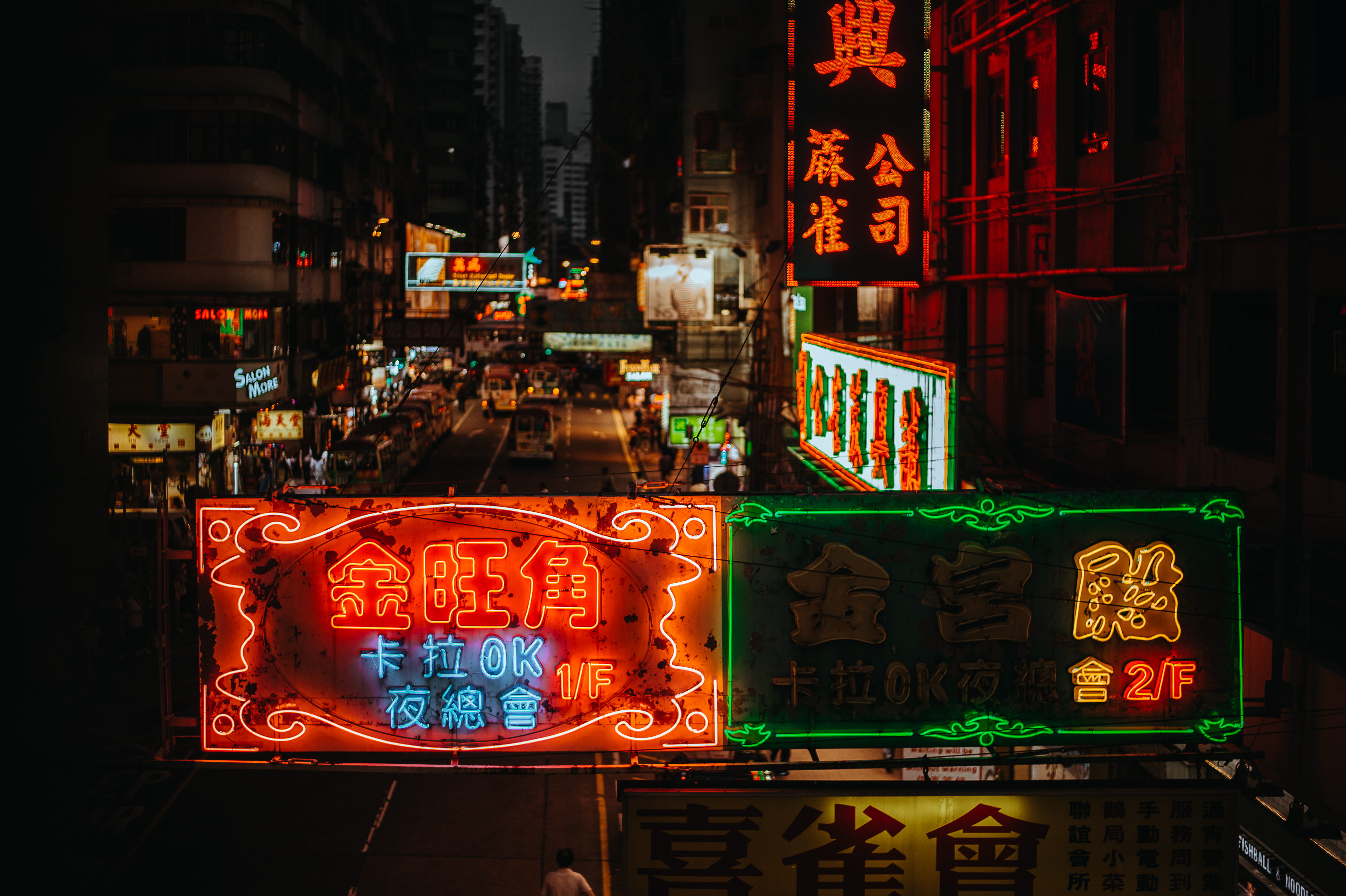 chinese new year, assorted, commercial sign, green, neon, script, city life, communication, orthographic symbol, illuminated, signage, text, building exterior, HD Wallpaper