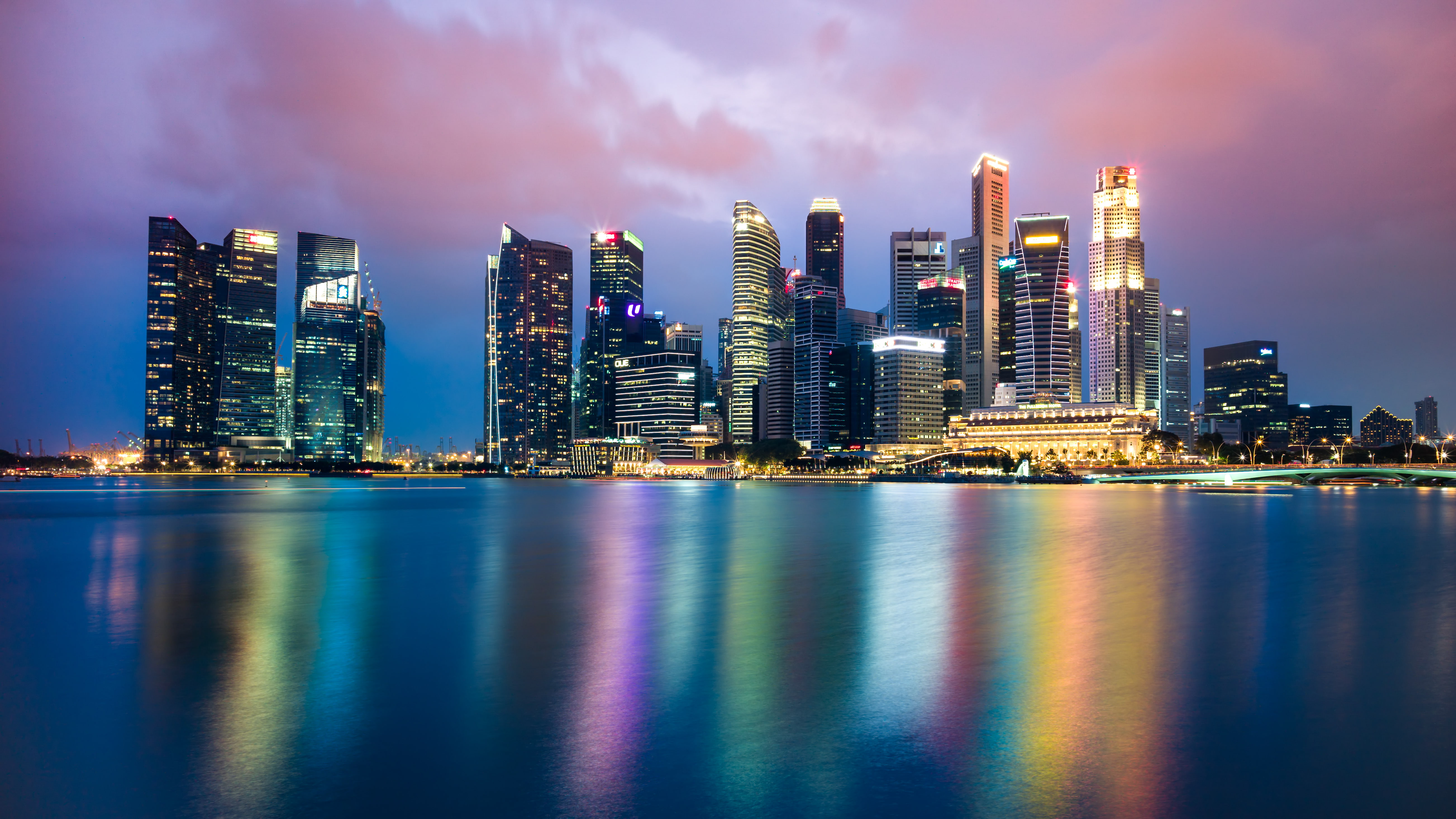 Singapore, Nightscape, 5K, Skyline, 4K, HD Wallpaper