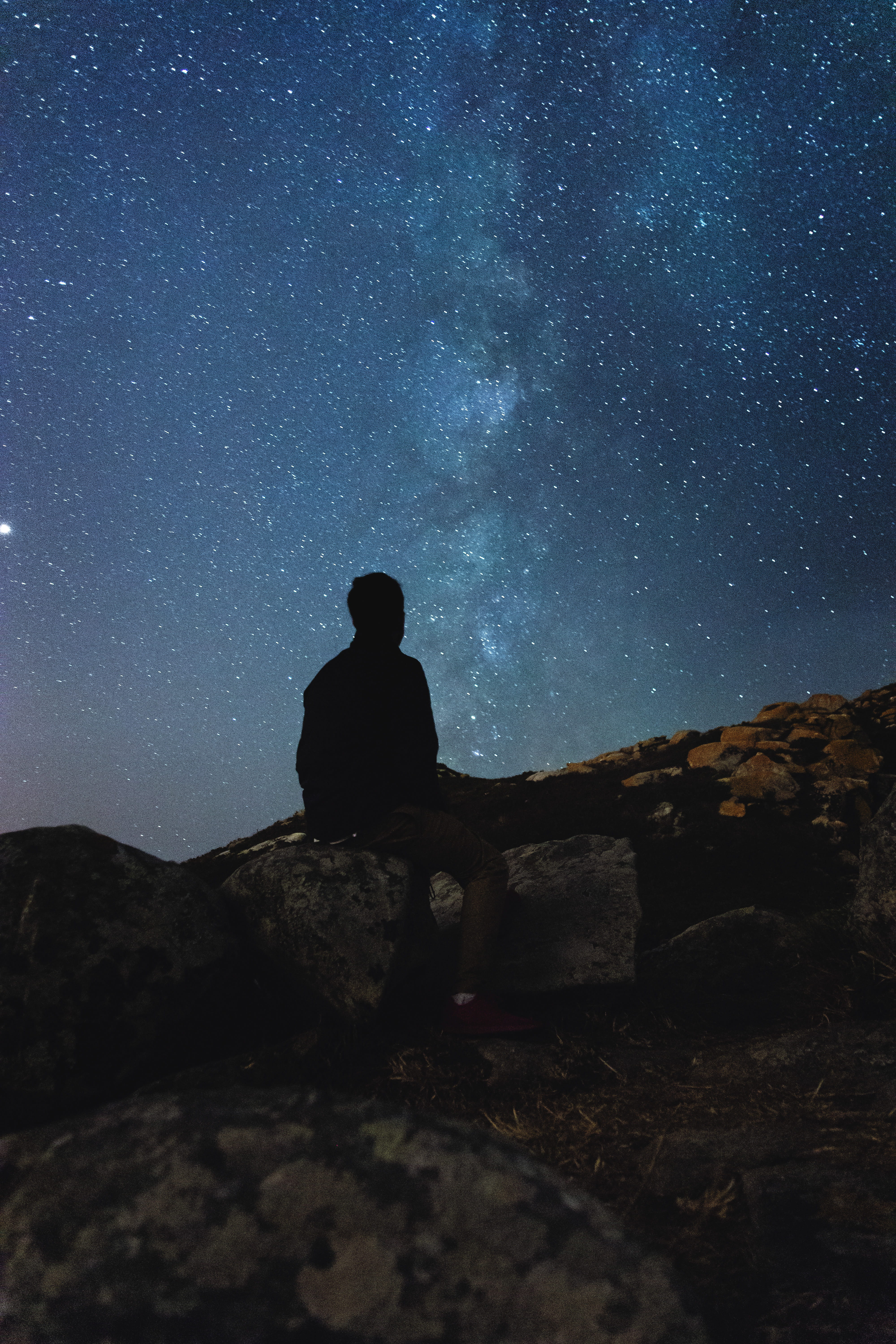 silhouette, space, scenics - nature, nature, men, landscape, star - space, milky way, outdoors, photography, beauty in nature, long exposure, night, galaxy, Phone HD Wallpaper