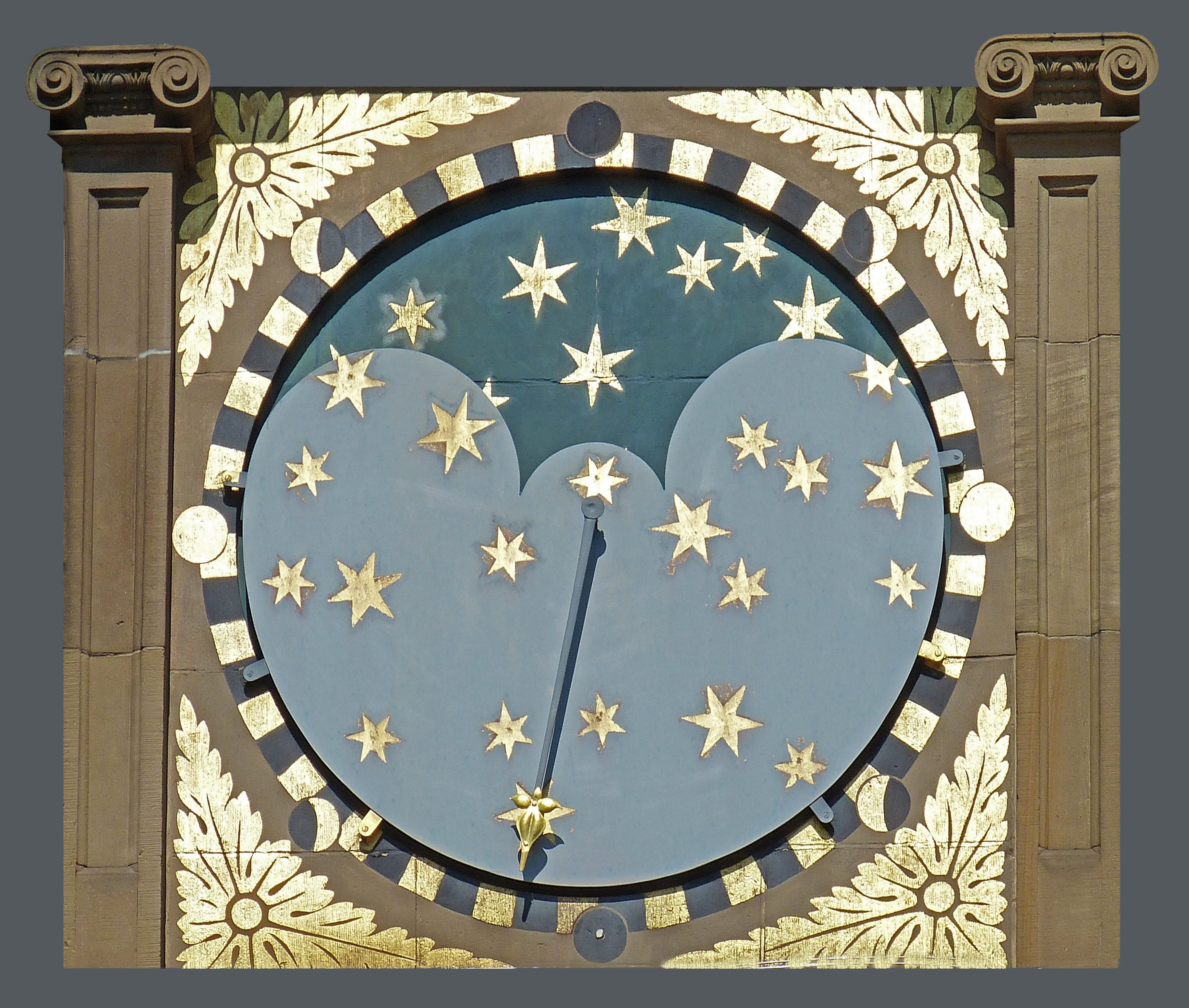 built structure, low angle view, directly below, clock, Heilbronn, art and craft, star shape, nature, auto post production filter, clock face, town hall of heilbronn, HD Wallpaper
