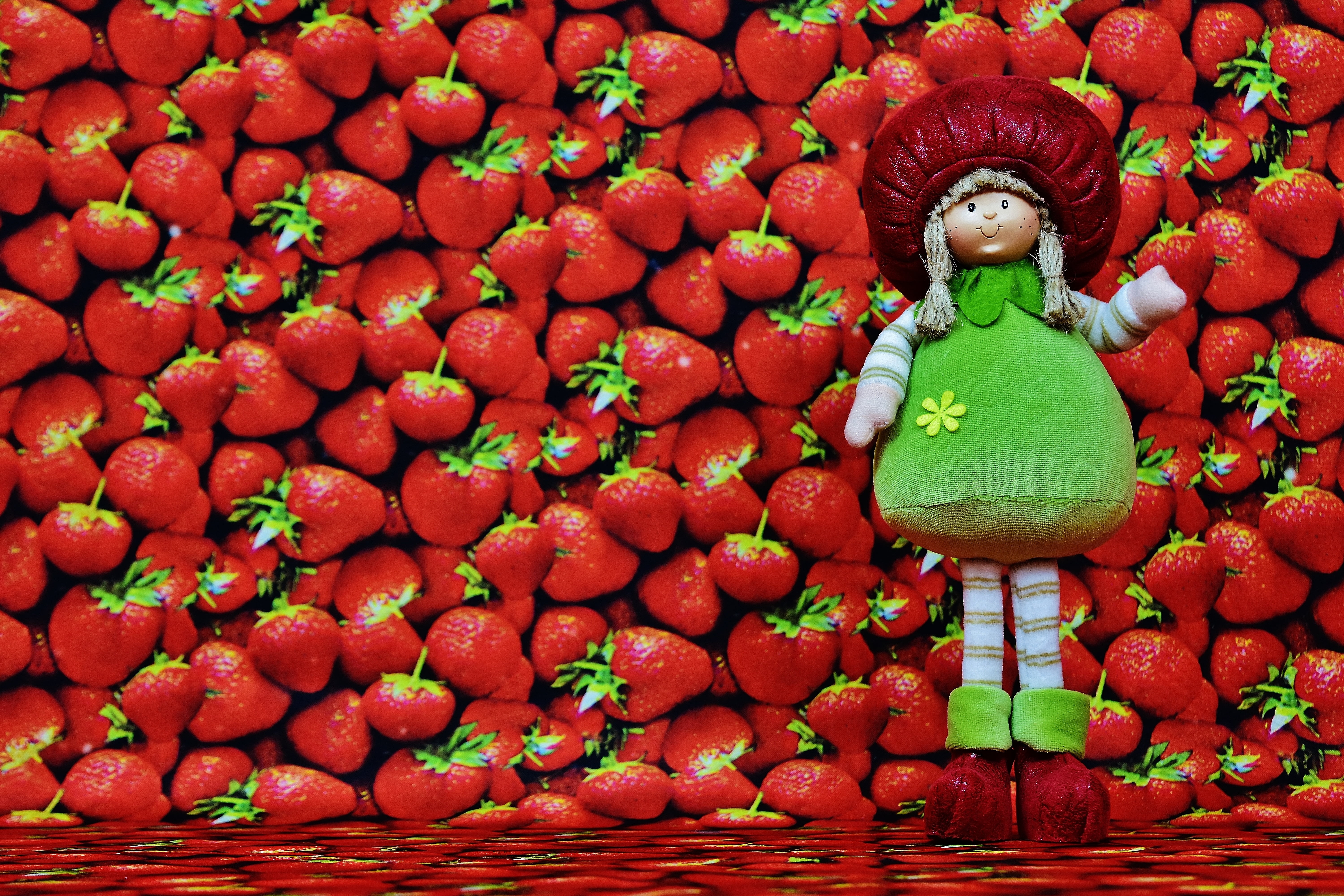 sculpture, adults only, day, one young woman only, one person, standing, male likeness, one woman only, strawberries, fruit, creativity, people, full length, HD Wallpaper
