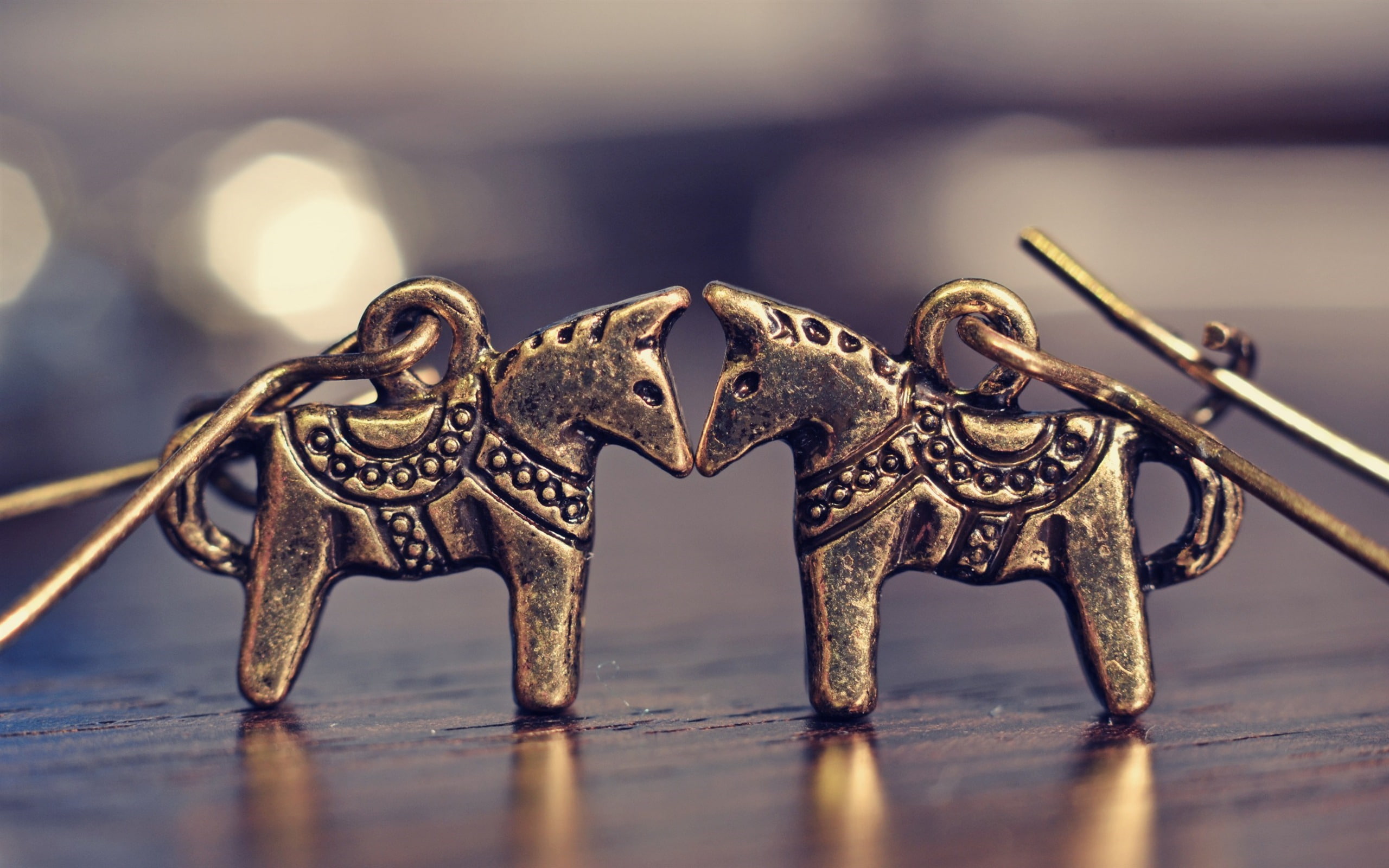 selective focus, focus on foreground, earrings, no people, animal representation, pattern, horse, day, animal, creativity, design, jewelry, colored, two, HD Wallpaper
