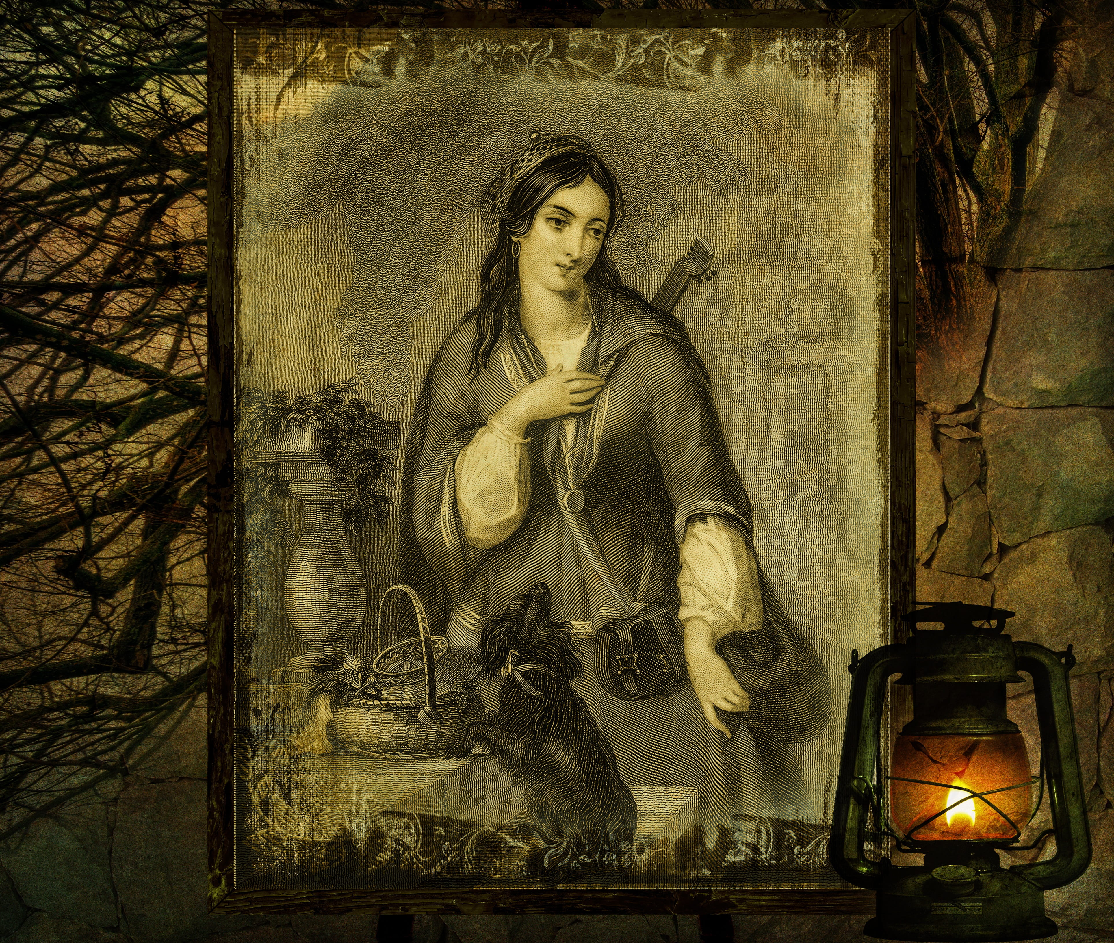 the past, beautiful woman, art and craft, portrait, front view, graphics, statue, female likeness, vintage, religion, antique, retro, contemplation, belief, HD Wallpaper