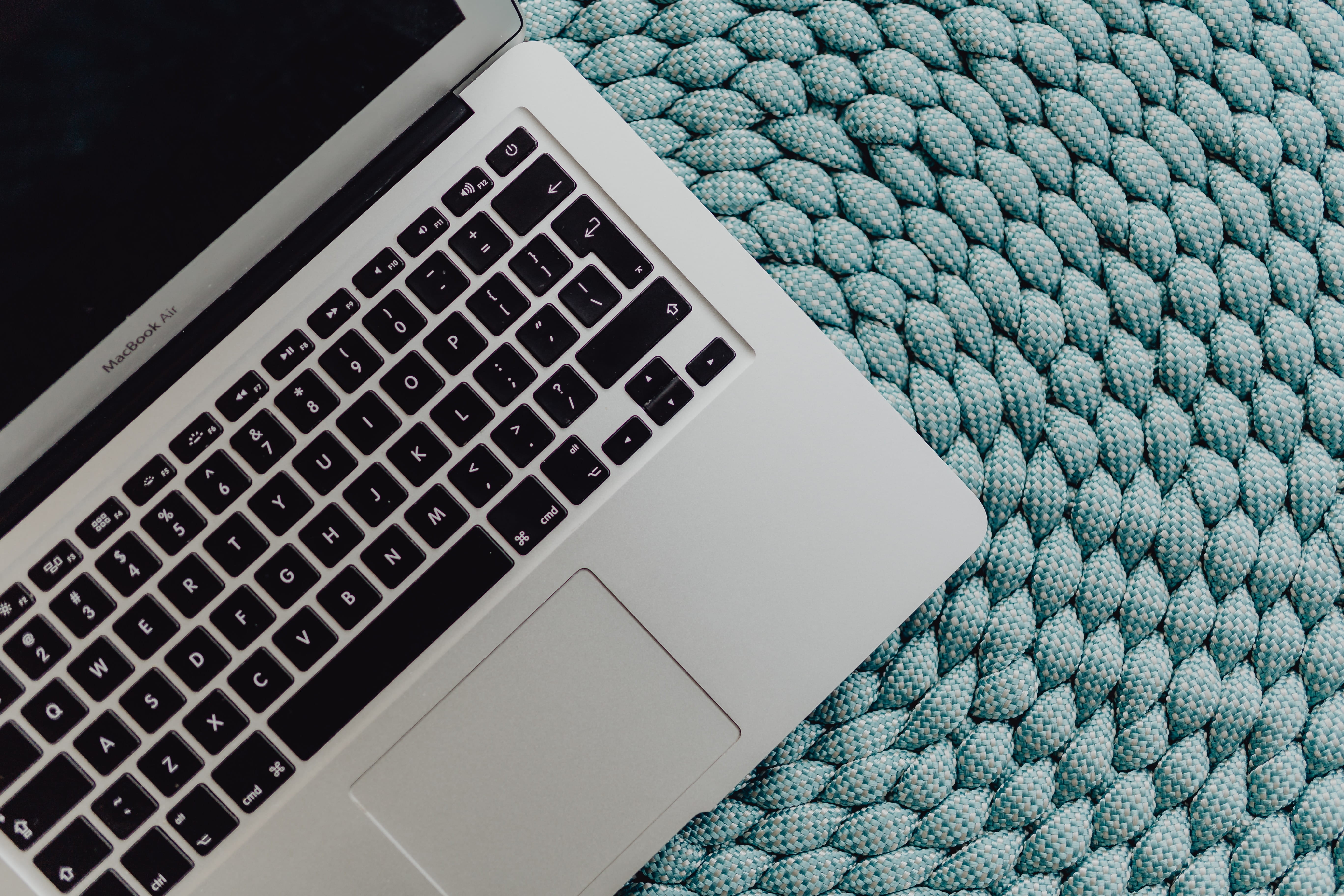 macbook, ottoman, tech, pouf, connection, no people, close-up, computer keyboard, computer equipment, communication, indoors, laptop, black color, portable information device, HD Wallpaper