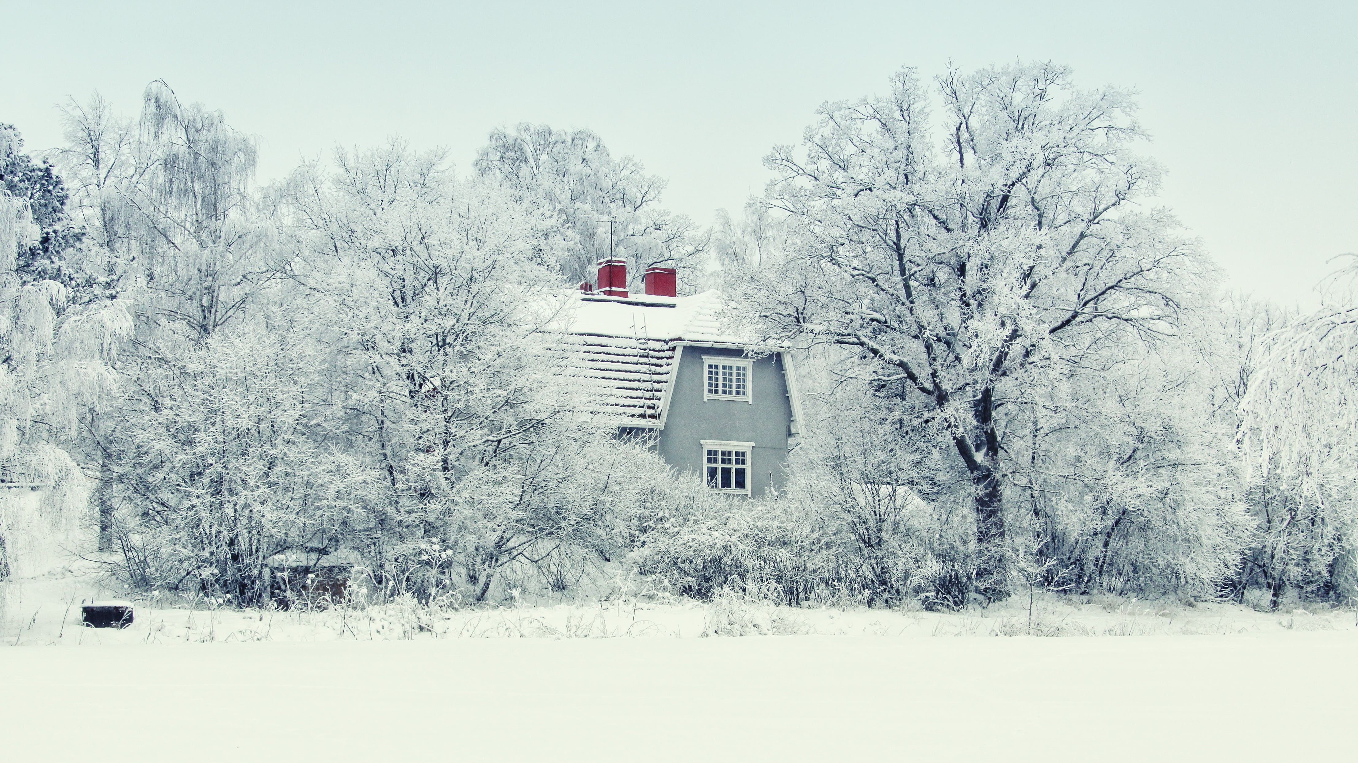cold, covering, frozen, rural, no people, built structure, outdoor, winter, painted, architecture, sky, cold temperature, scandinavia, beauty in nature, HD Wallpaper