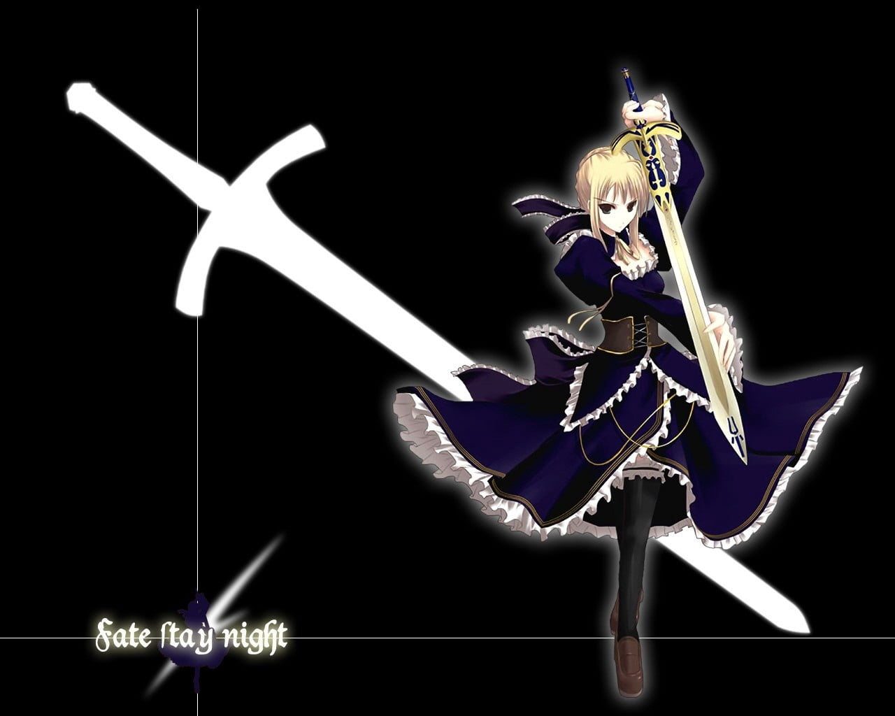 illustration, star Shape, 720P, warrior, blue, fate, isolated, symbol, may, three-dimensional Shape, night, fate stay night, dress, sword, girl, HD Wallpaper