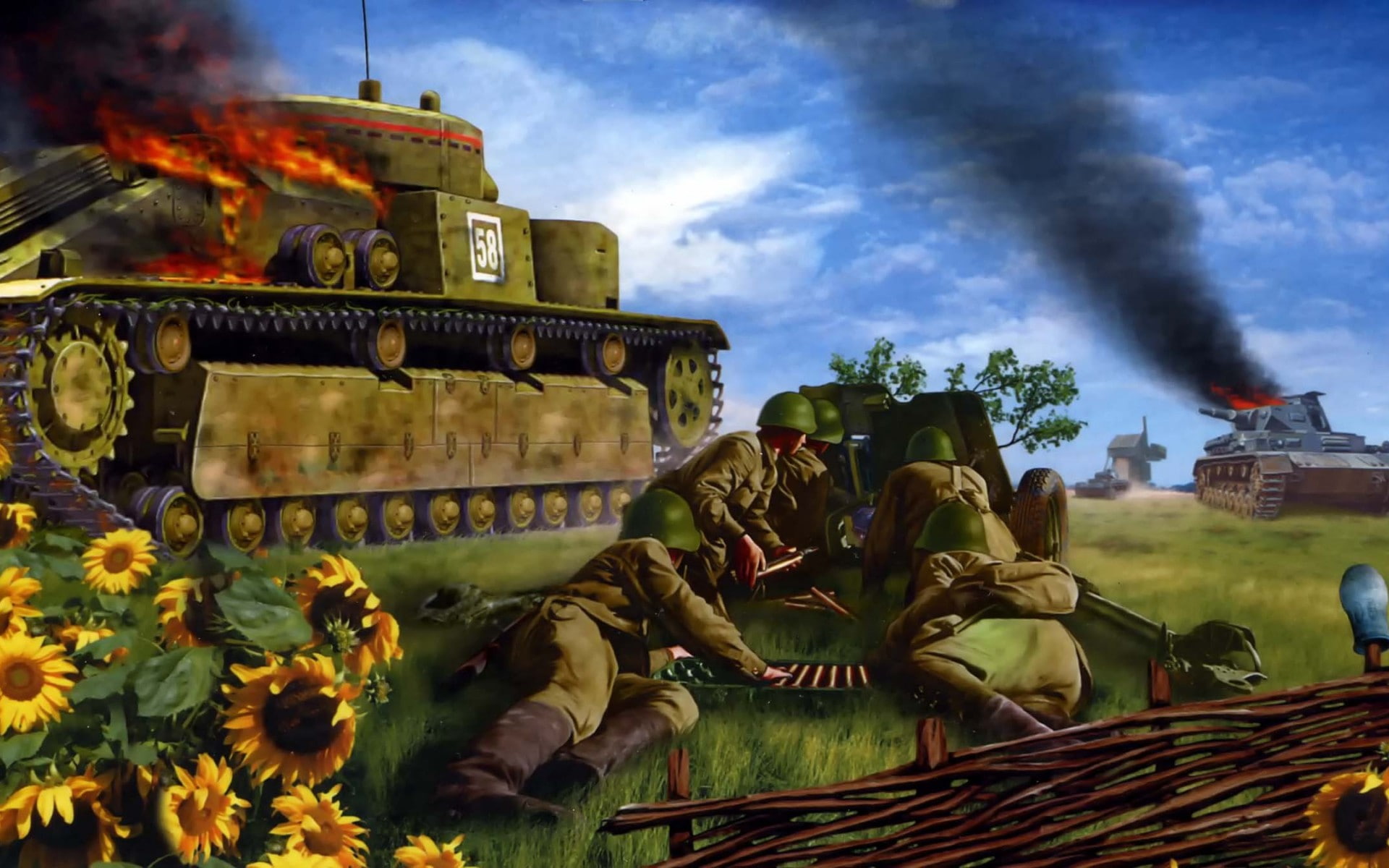 Tanks, Wwll, 35, warrior, 1080P, art, For, military, paintings, soldiers, battle, Ww2, Weaons, Kiev1942, t, HD Wallpaper