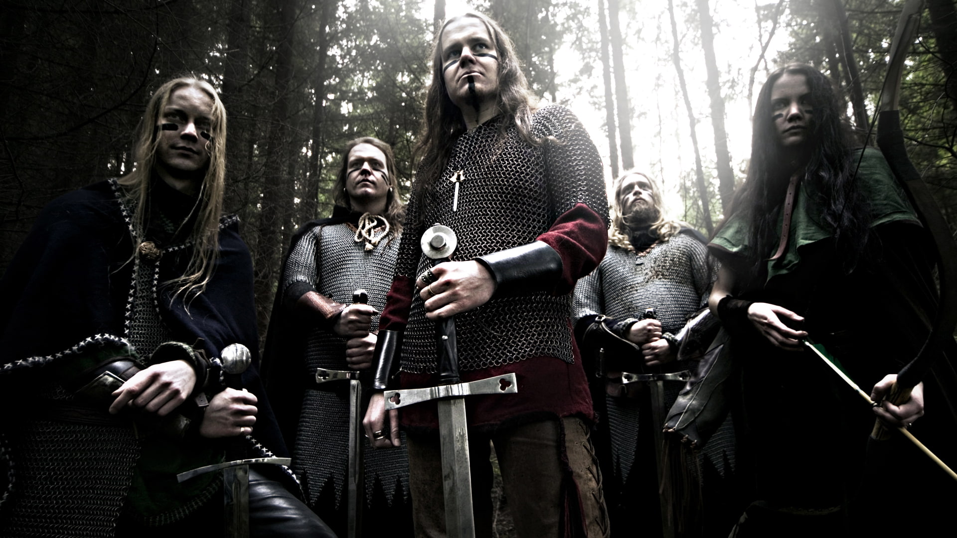 togetherness, front view, young men, music, portrait, Folk Metal, costume, standing, Viking Metal, weapon, group, looking at camera, males, Epic Metal, HD Wallpaper