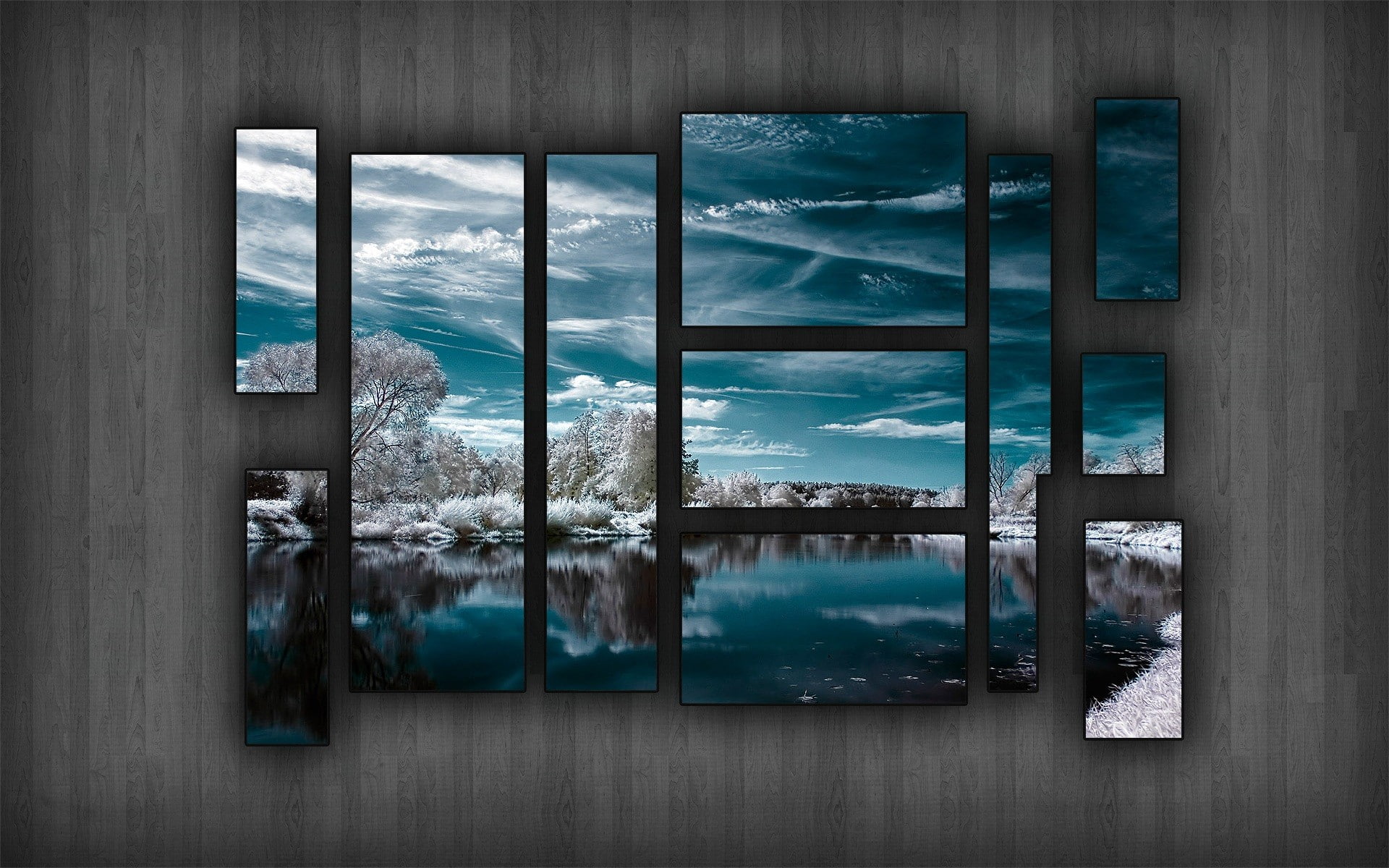 plant, built structure, architecture, cloud - sky, building, picture frames, 1080P, reflection, water, window, beauty in nature, selective coloring, glass - material, HD Wallpaper