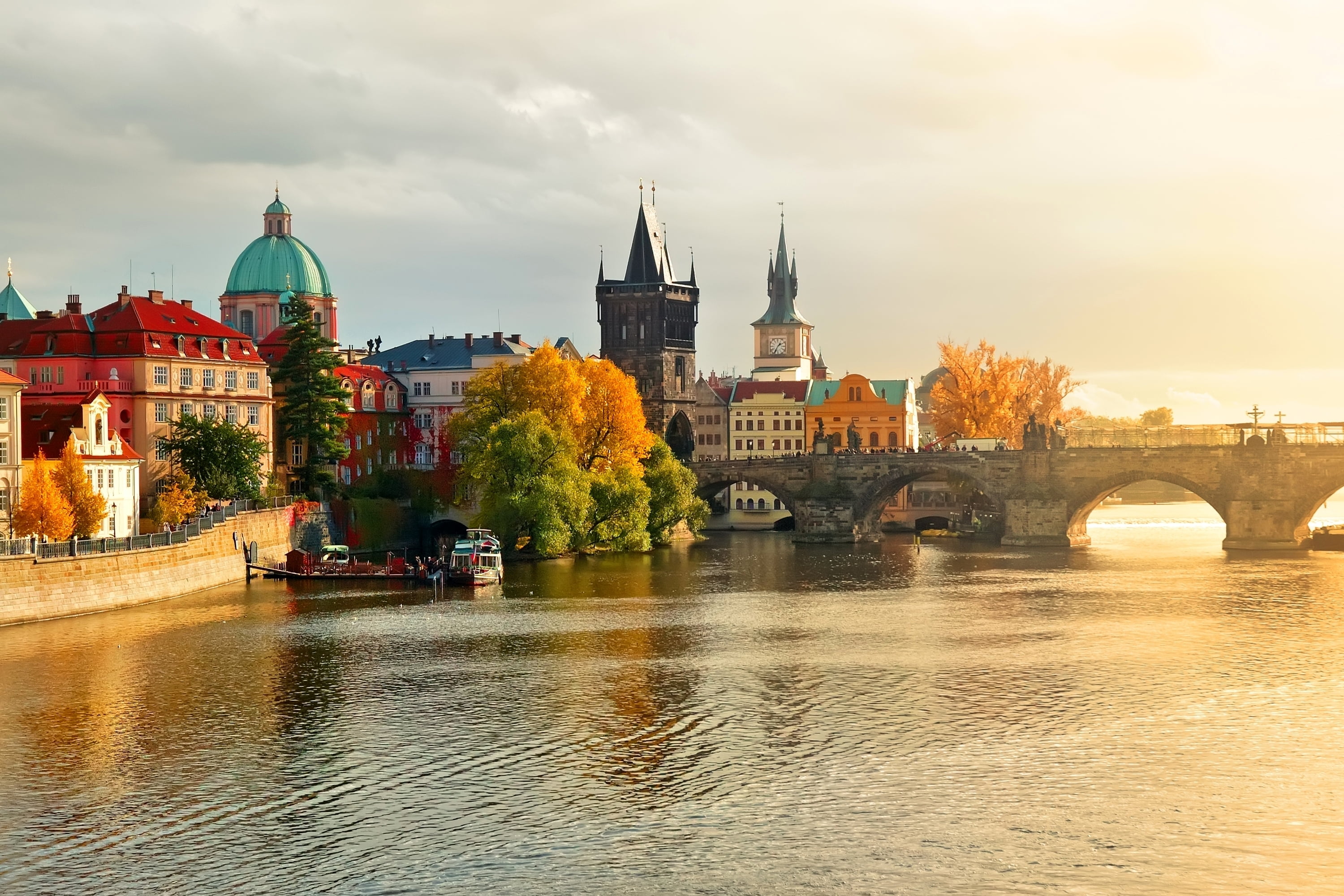 travel, Charles bridge, germany, gothic Style, sky, concrete, town, river, built Structure, 2K, city, dusk, church, travel Destinations, city Life, bohemia, HD Wallpaper