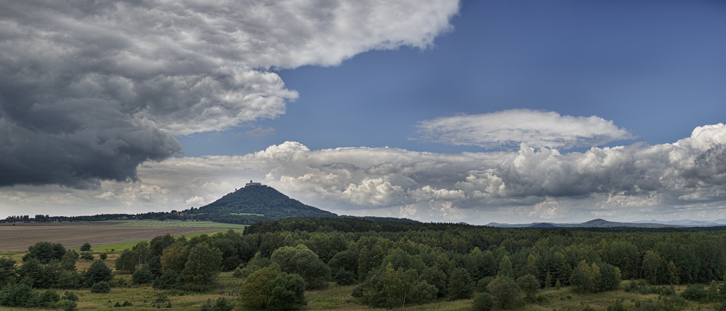 volcano, mountain peak, tree, travel, cloud - sky, dramatic, sky, tourism, clouds, land, beauty in nature, hill, plant, bohemia, volcanic landscape, scenics - nature, HD Wallpaper