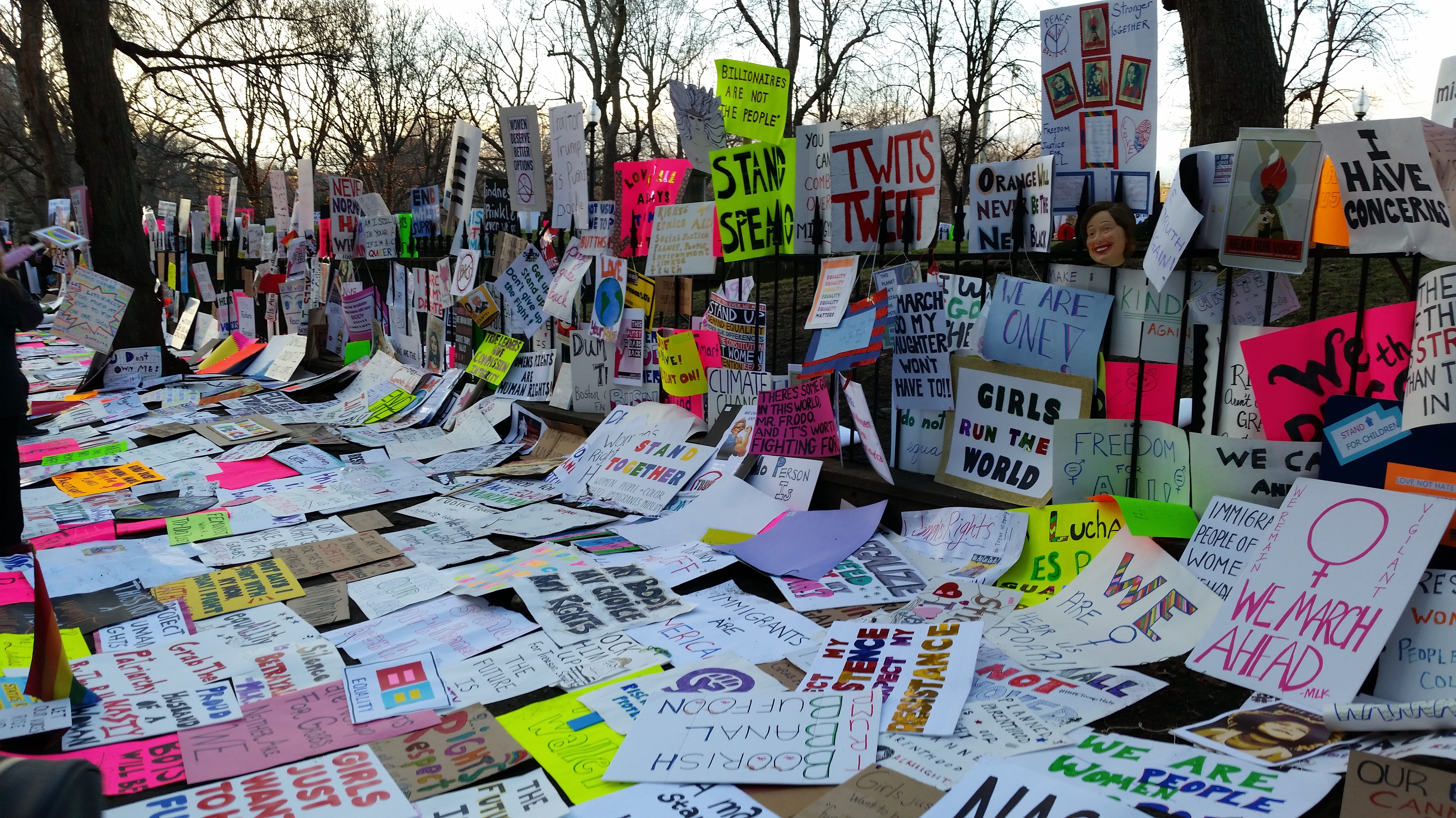 boston, political, outdoors, communication, adhesive note, placard, plant, womens march, protesting, no people, message, signage, architecture, built structure, HD Wallpaper