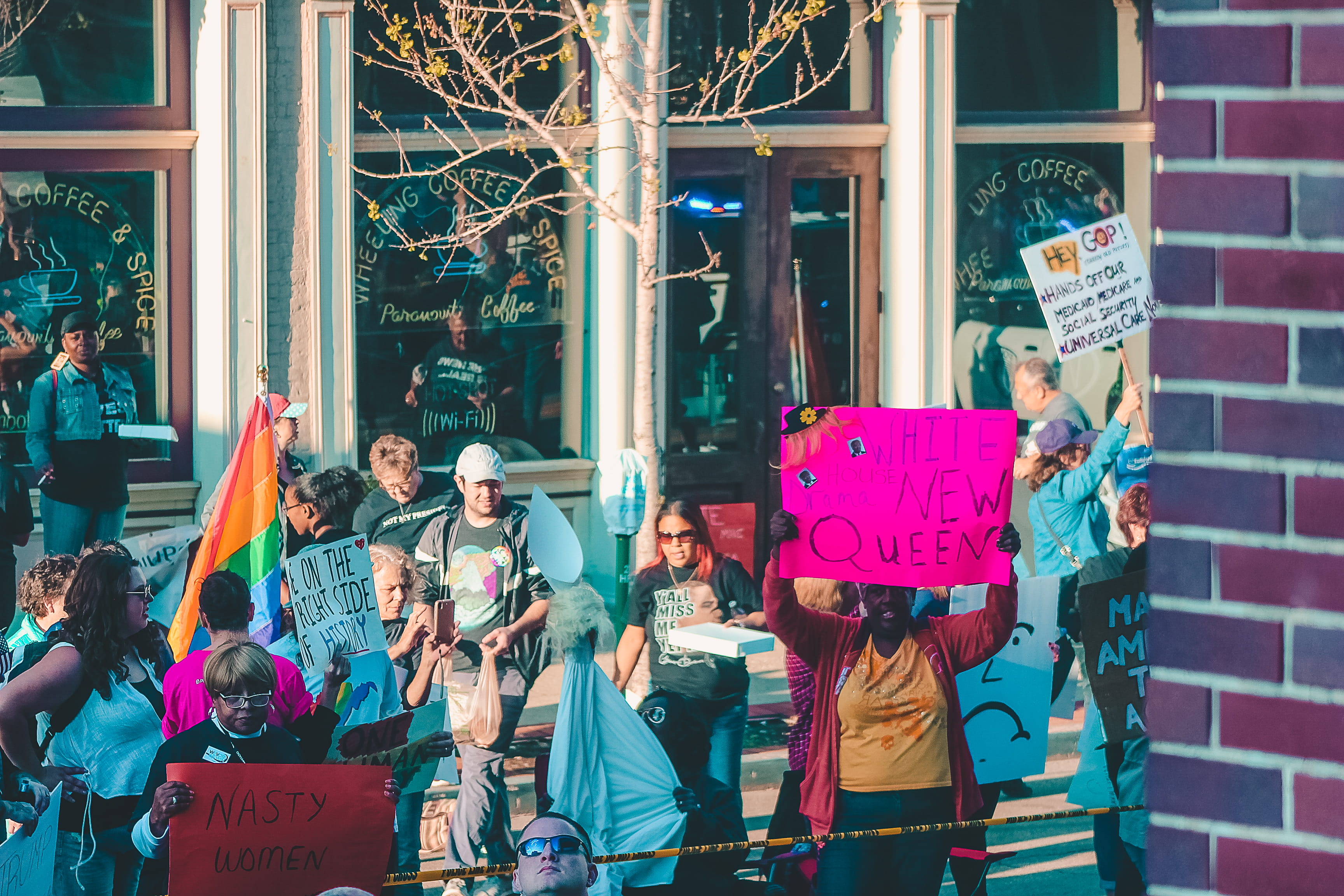 protesting, posters, street, crowd, protest, adult, democracy, communication, celebration, people, lifestyles, women, flags, action, rally, woman, outdoors, HD Wallpaper