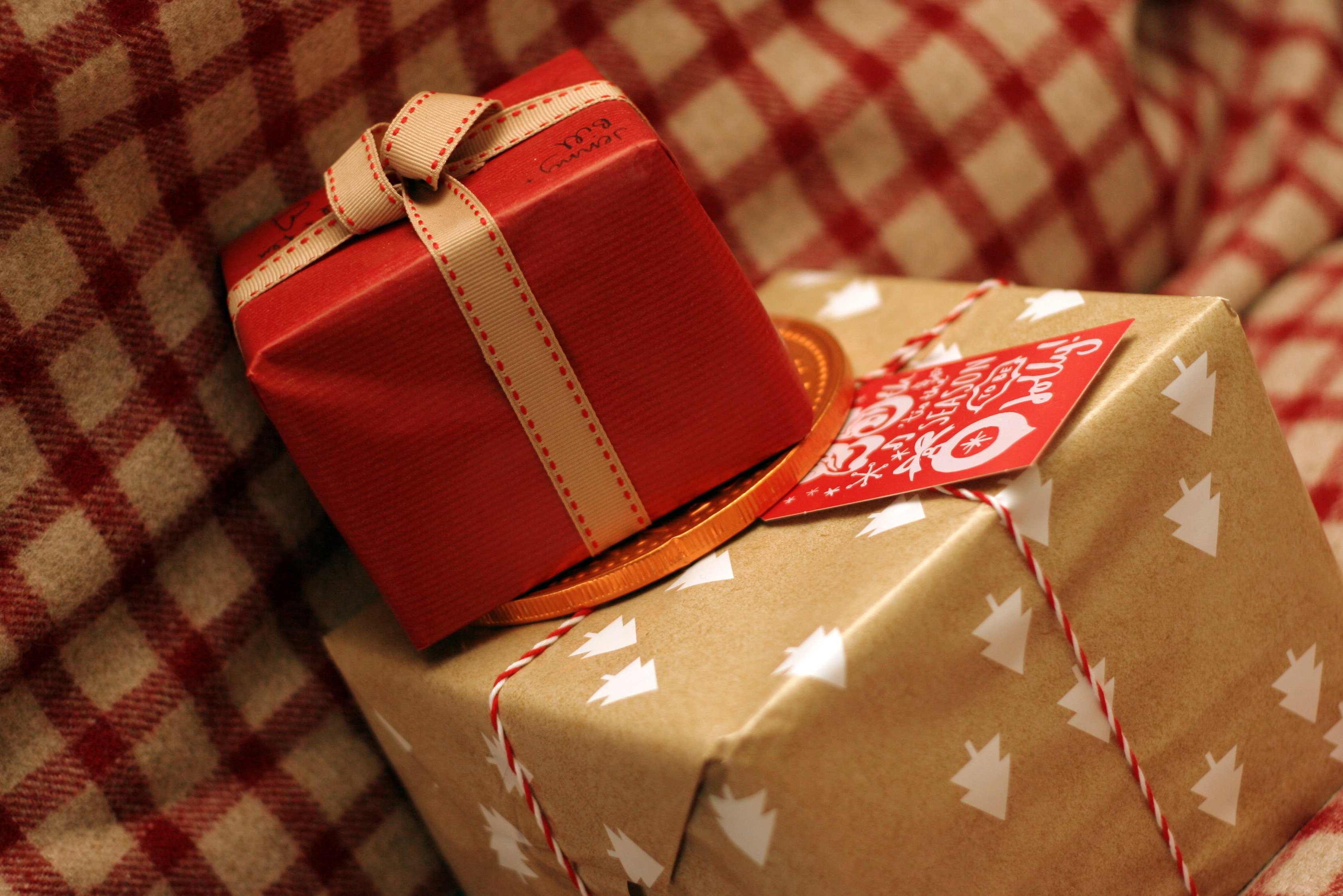boxes, wrapping Paper, decoration, close-up, christmas present, event, festive, brown, gift, christmas, no people, season, tied bow, celebration, paper, HD Wallpaper