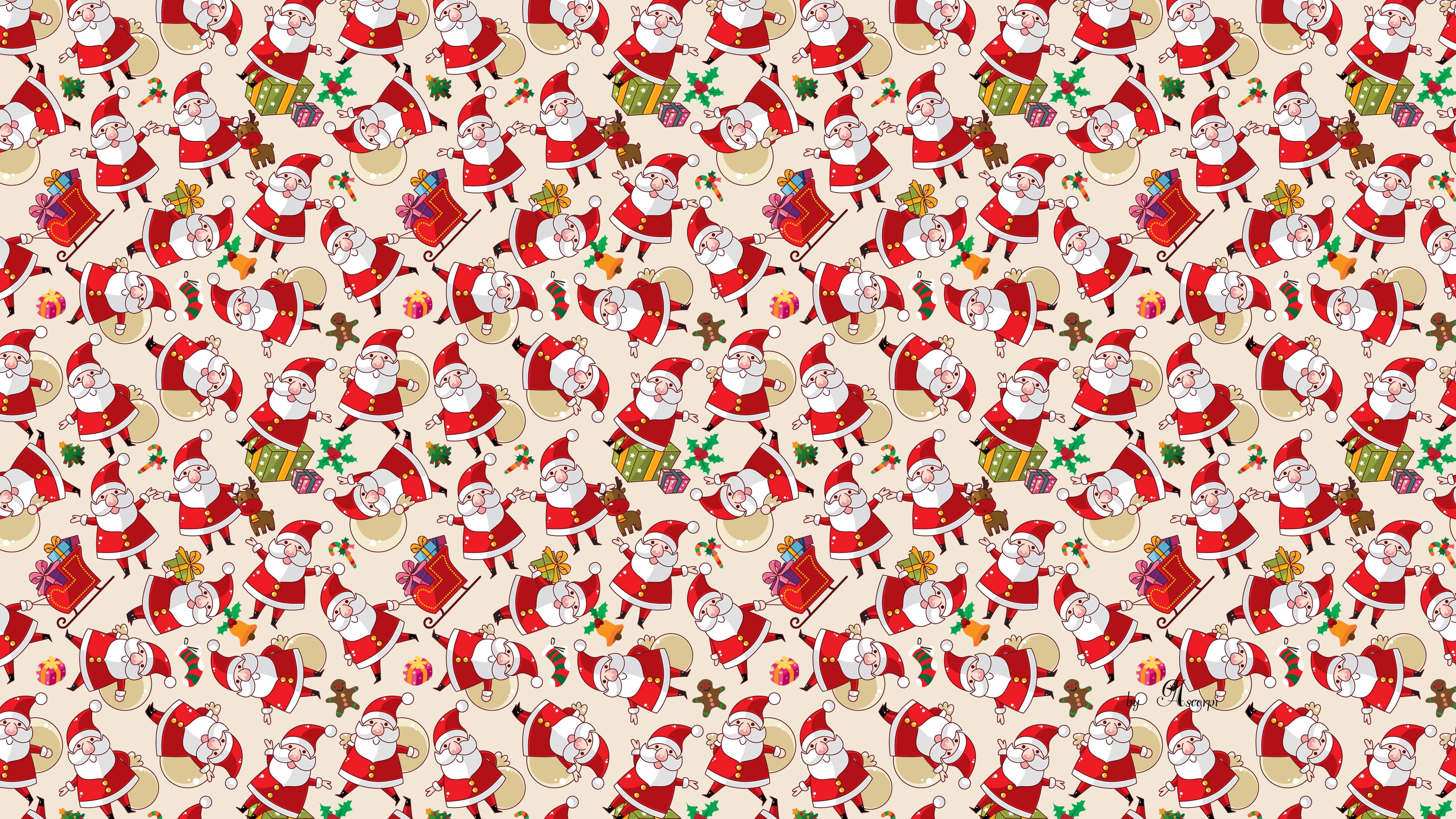 holiday, cultures, christmas, love, year, 4K, seamless, illustration, symbol, high angle view, group of Objects, new Year, shape, santa Claus, santa, abundance, HD Wallpaper