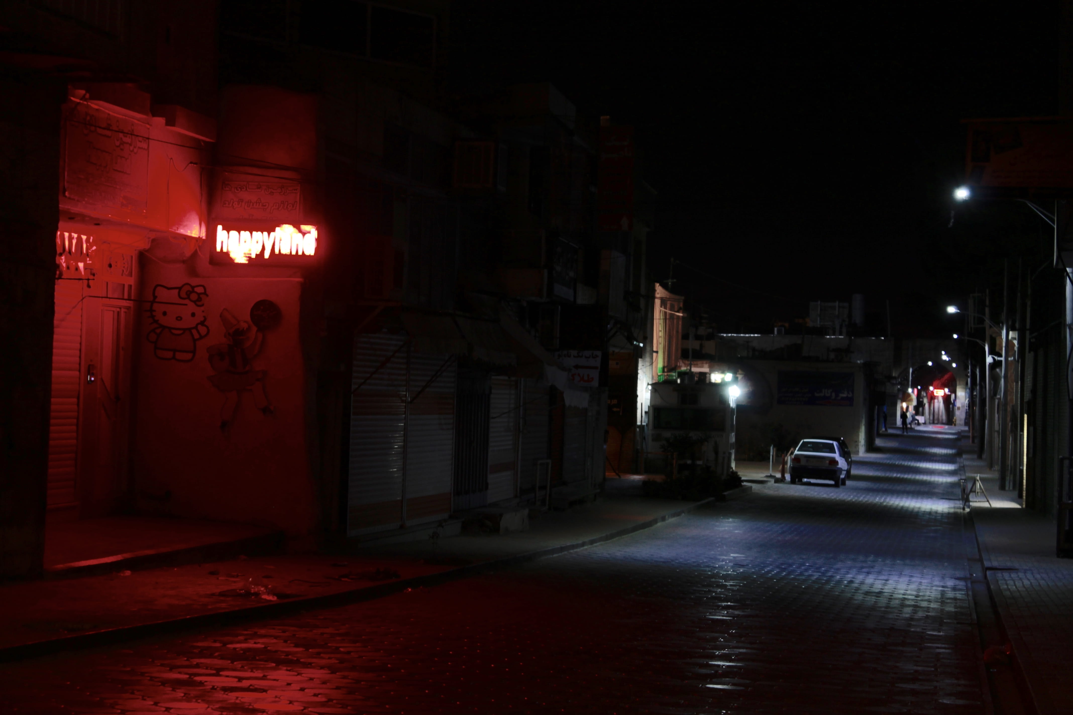 iran, road, spooky, dark, illuminated, night, architecture, street, happy, lights, building exterior, land, alley, 4K, car, motor vehicle, no people, communication, HD Wallpaper