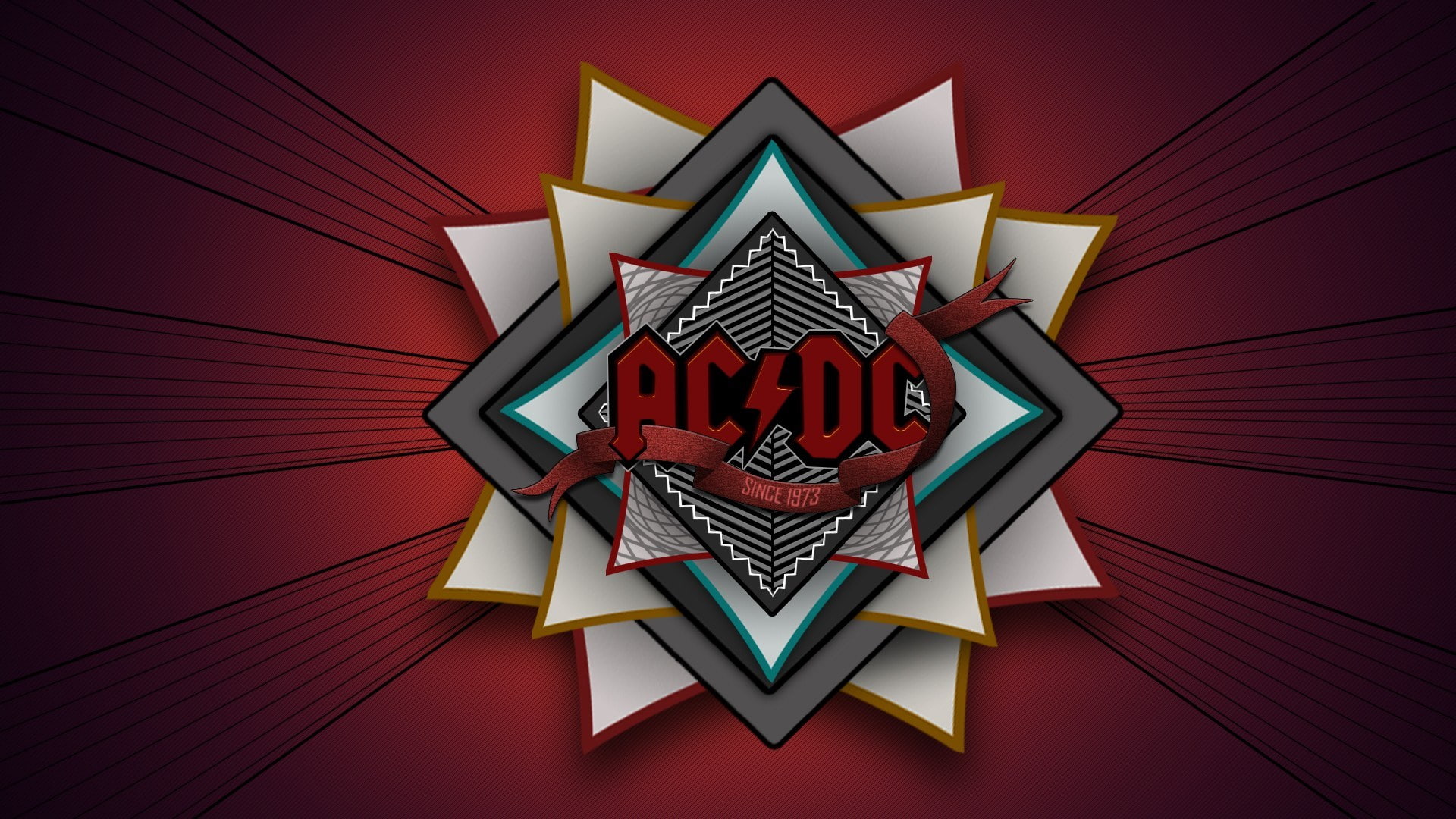 1080P, colored background, creativity, pattern, paper, craft, shape, art and craft, no people, digital composite, design, red, three dimensional, acdc, HD Wallpaper