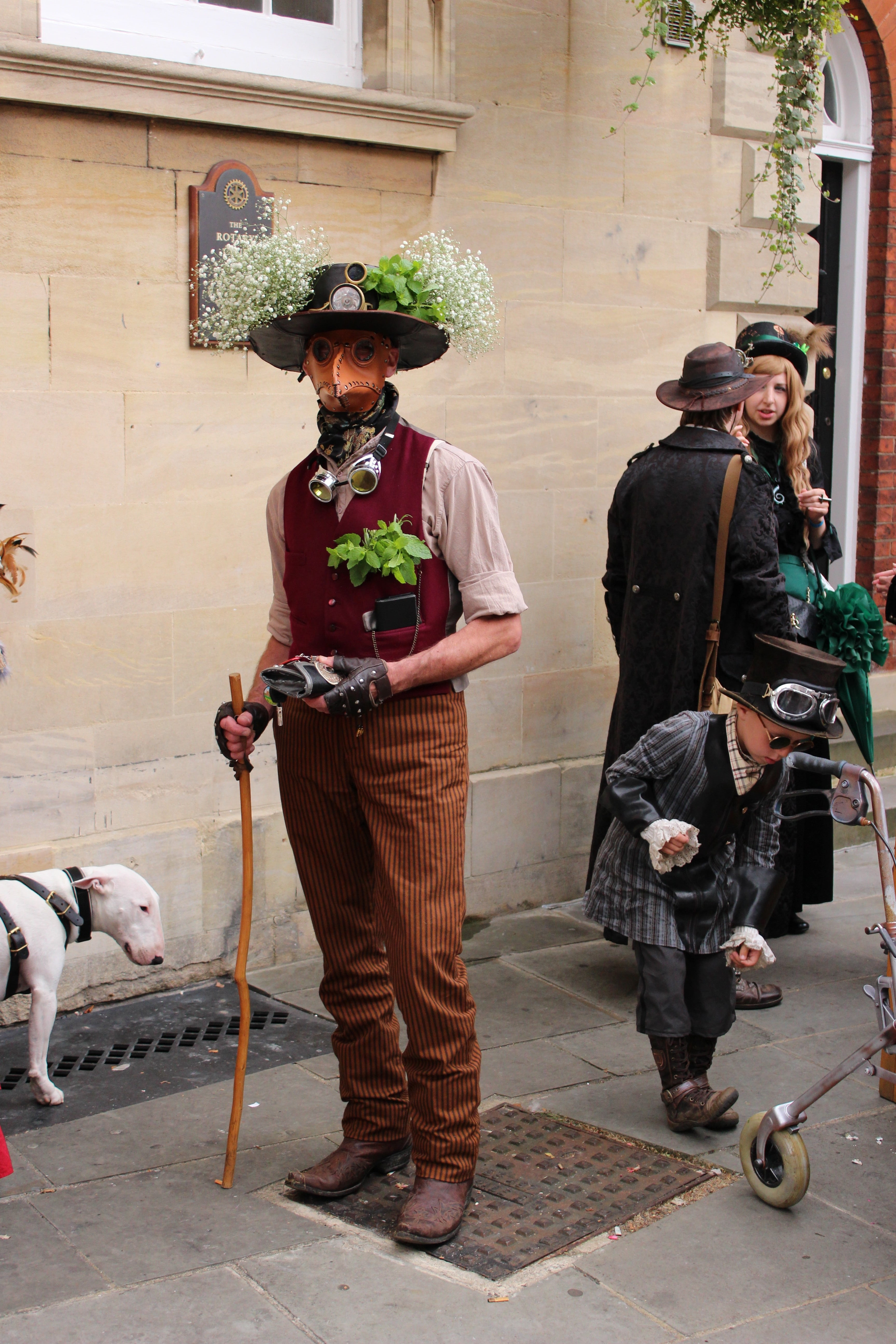 grunge, steam punk, brown, victorian, vintage, city, pets, day, steam, person, industrial, street, style, cyborg, culture, steam-punk, wearing, 5K, domestic, Phone HD Wallpaper