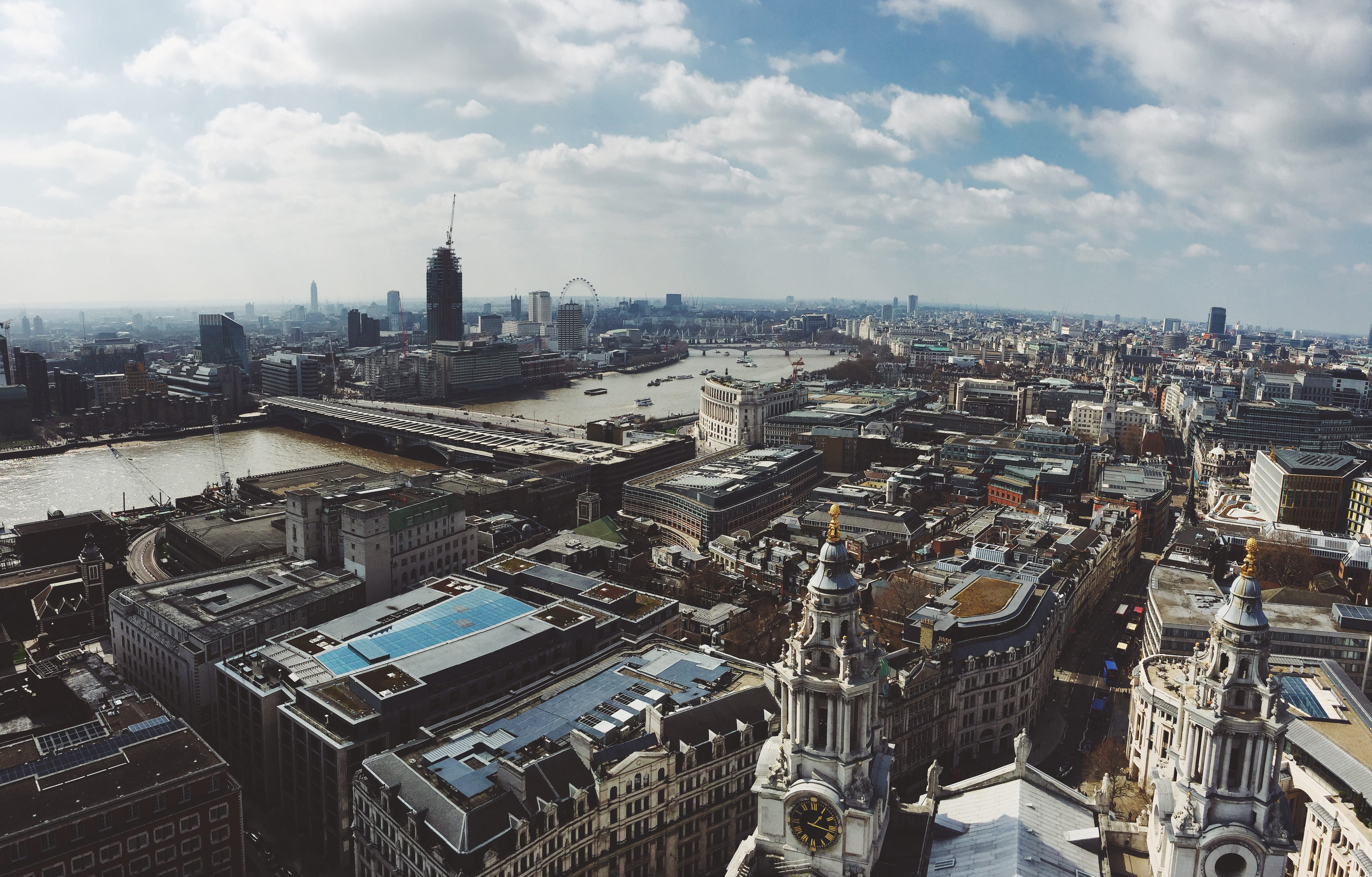 spire, toruism, uk, view, architecture, panorama, capitol, outdoors, buildings, city, urban, high angle view, downtown, sky, 4K, cloudy, famous, london, HD Wallpaper