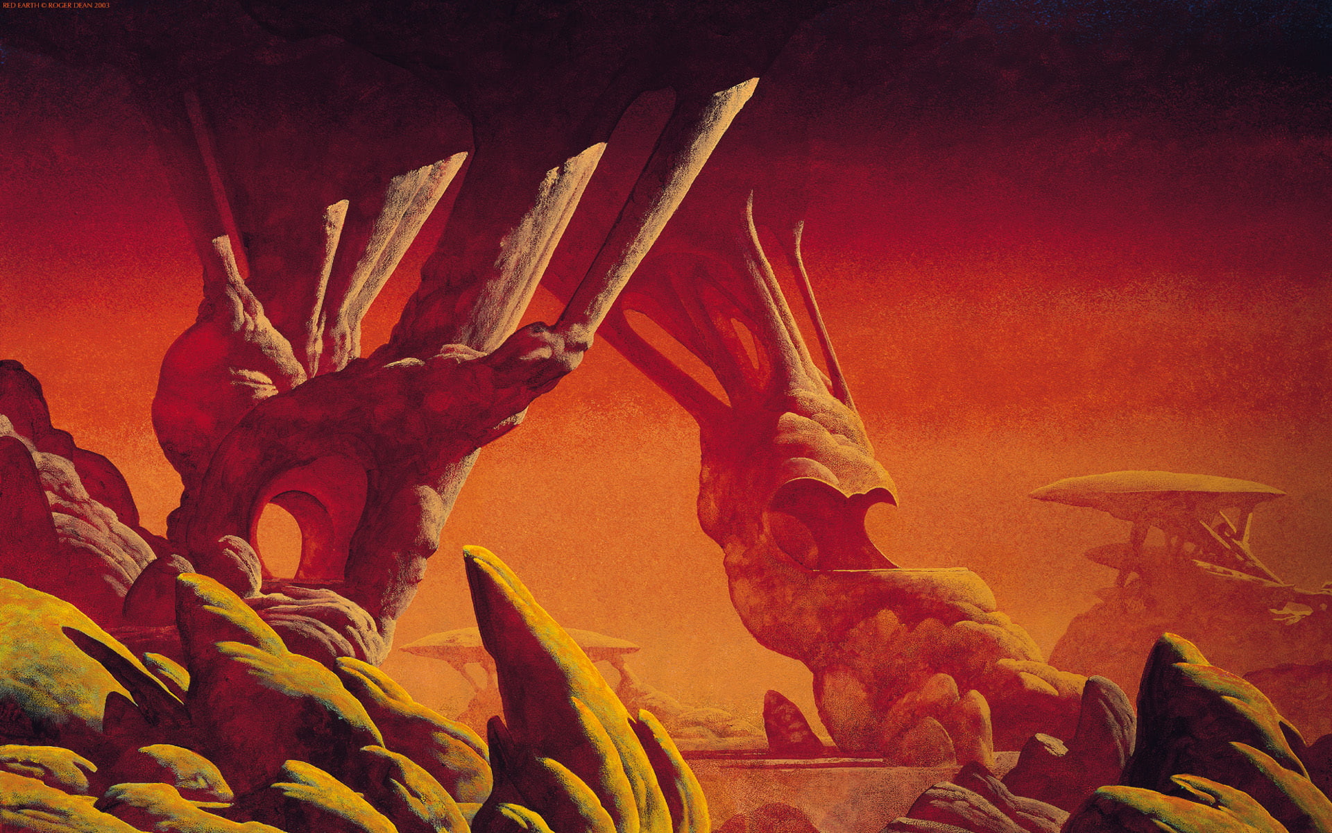 Roger Dean, abstract, red, artwork, digital art, 1080P, HD Wallpaper
