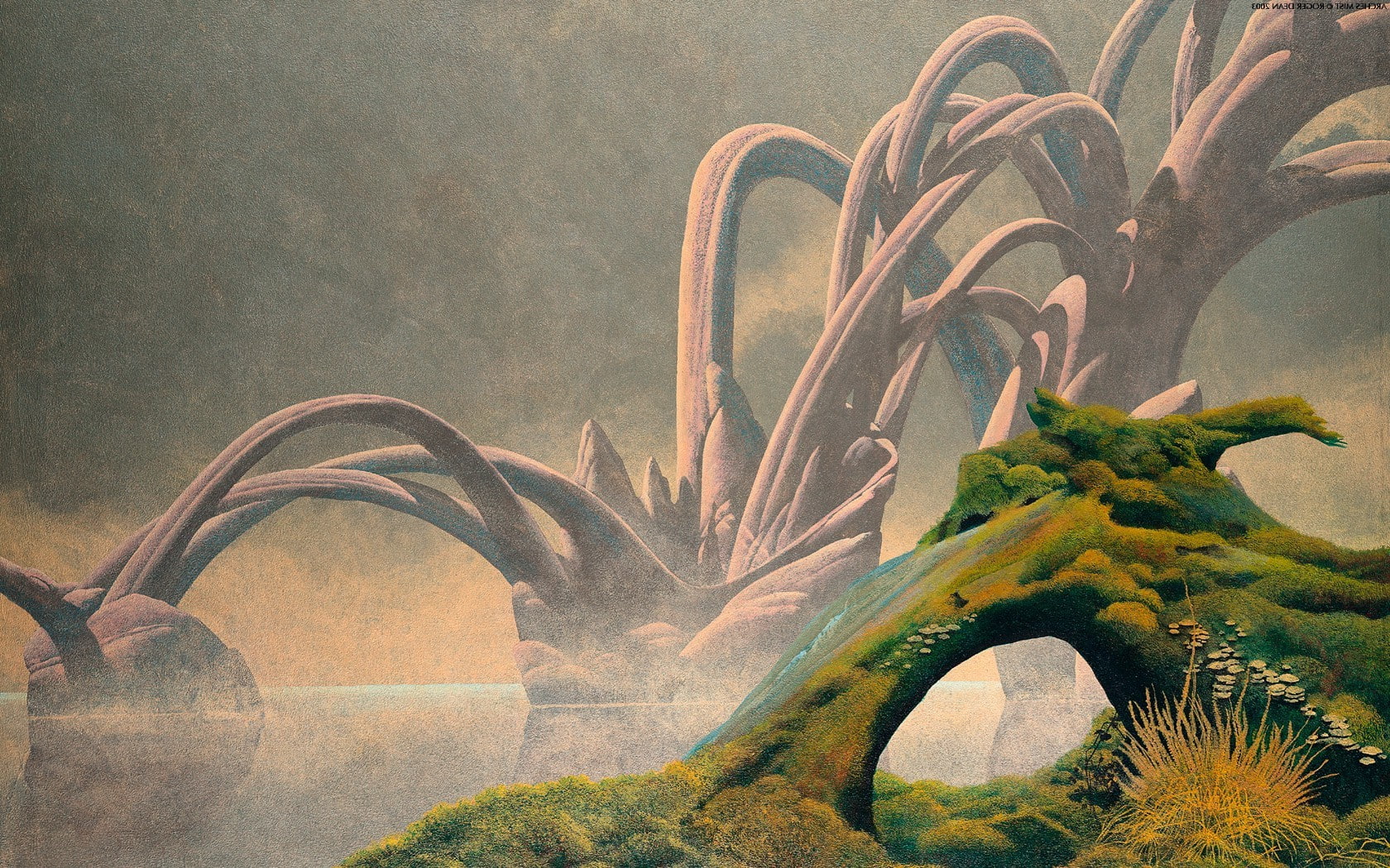 outdoors, 720P, growth, rock - object, nature, roger dean fantasy art, architecture, motion, built structure, no people, scenics - nature, tree, transportation, HD Wallpaper