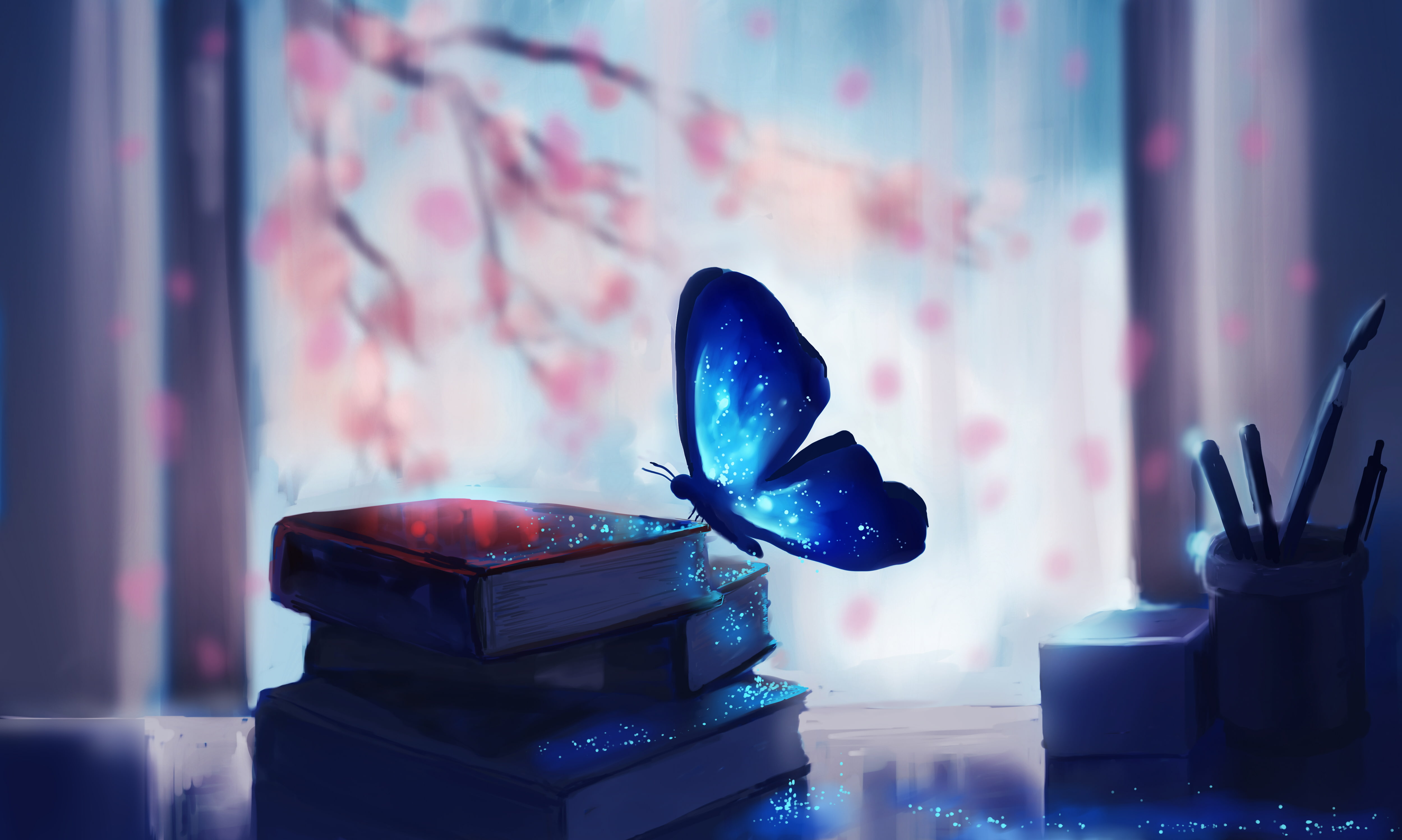 Books, Fantasy, Blue, 4K, 4K, Butterfly, HD Wallpaper