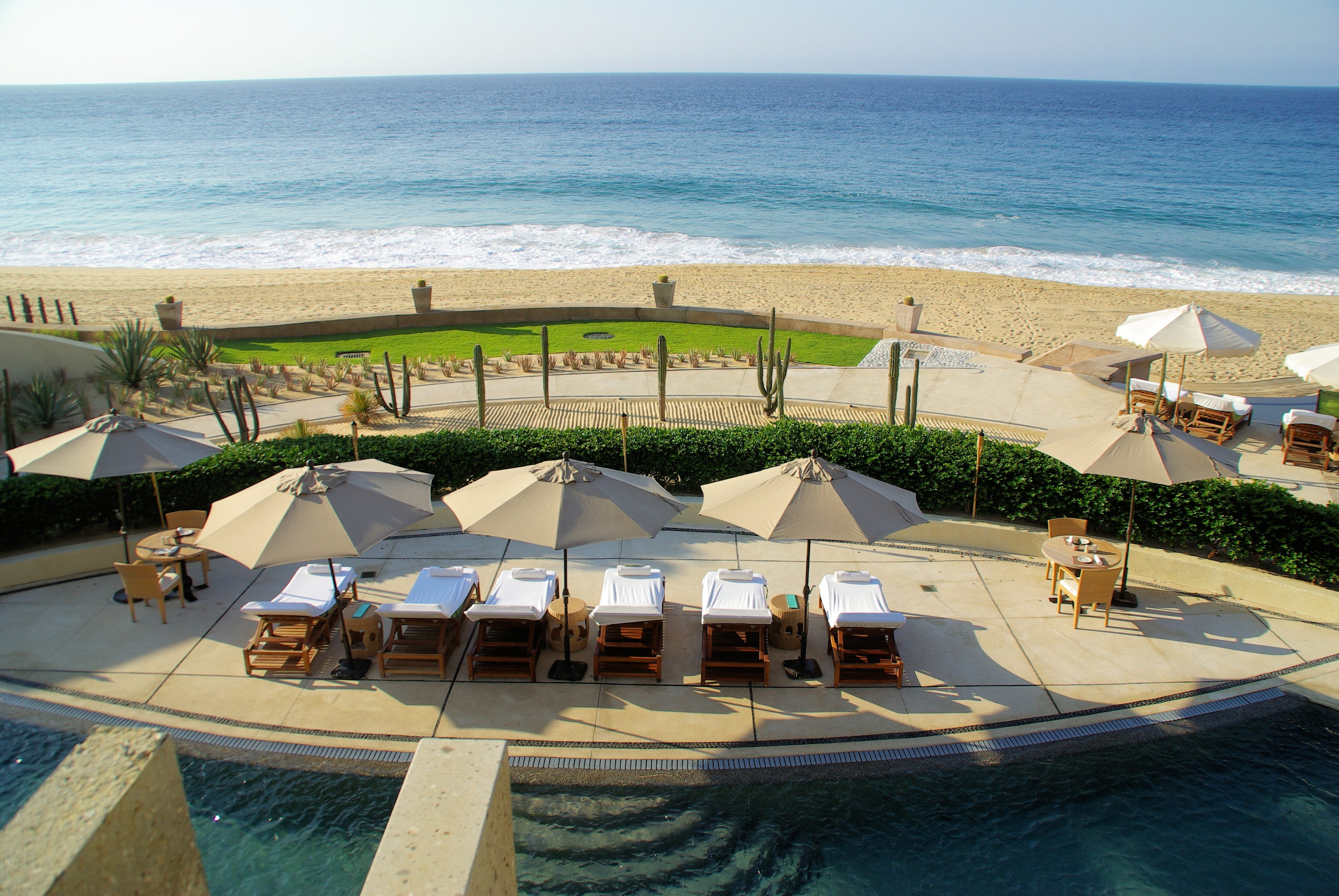 nature, holiday, 4K, sky, patio, horizon over water, hotel, Cabo, vacations, eye, high angle view, Sea, San Lucas, s, Resort, Mexico, land, cabo, umbrella, HD Wallpaper