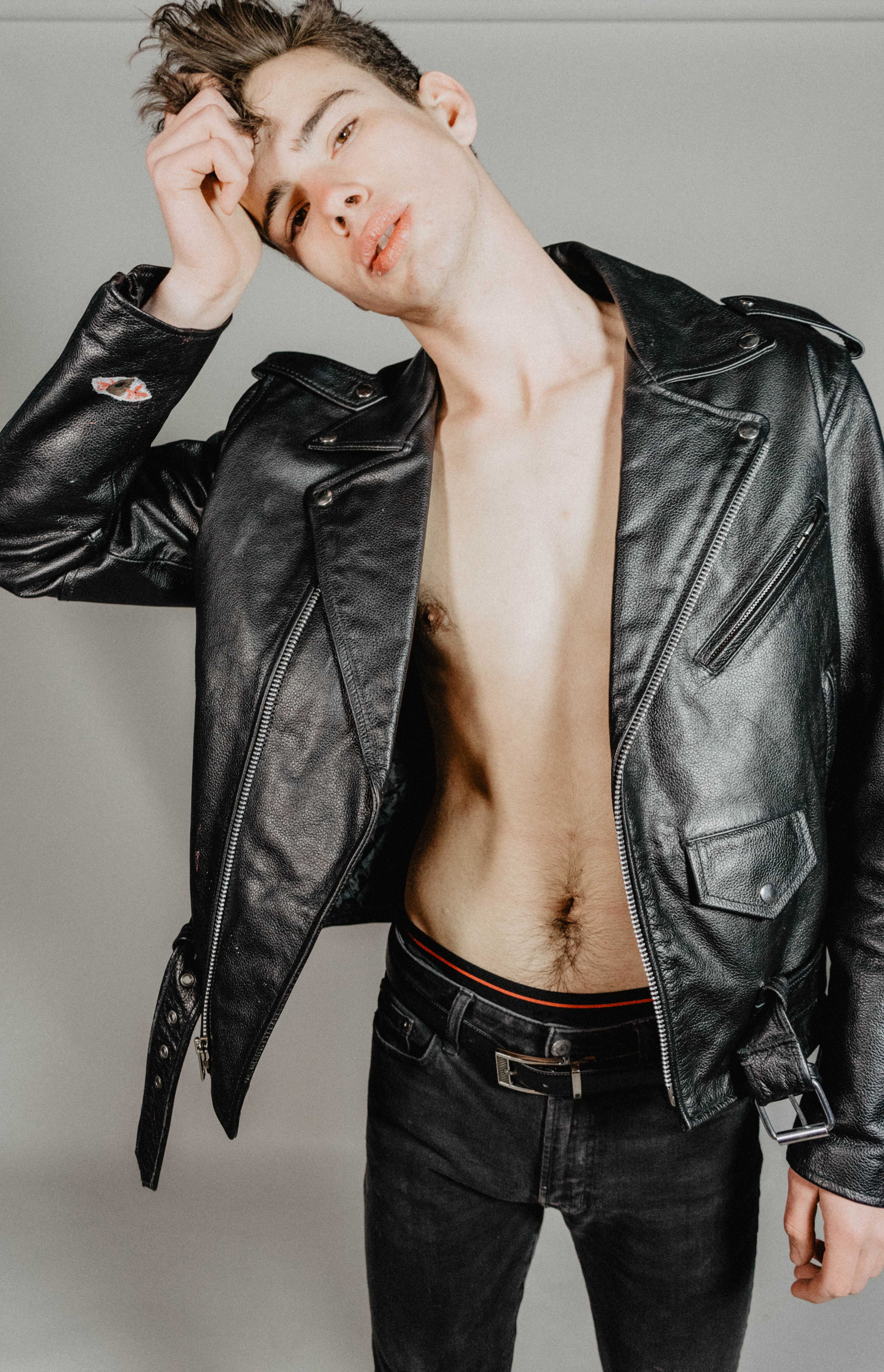 fully unbuttoned, one person, holding, fashion, leather, head, handsome, guy, man, hands in pockets, clothing, jacket, three quarter length, black, front view, Phone HD Wallpaper