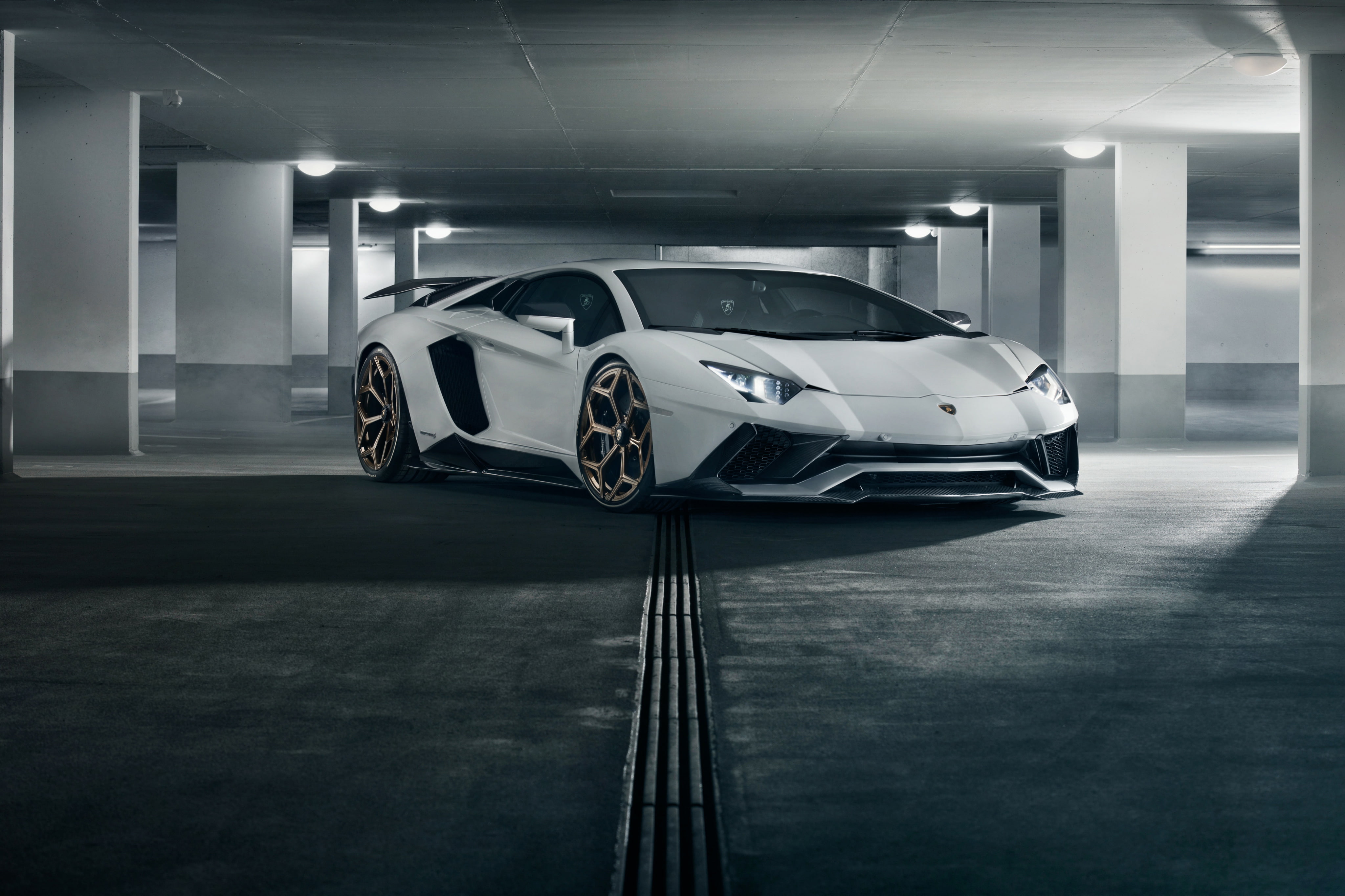 lamborghini aventador s, parking lot, wealth, shiny, silver colored, novitec, transportation, land vehicle, reflection, car, gray, garage, personal land vehicle, HD Wallpaper