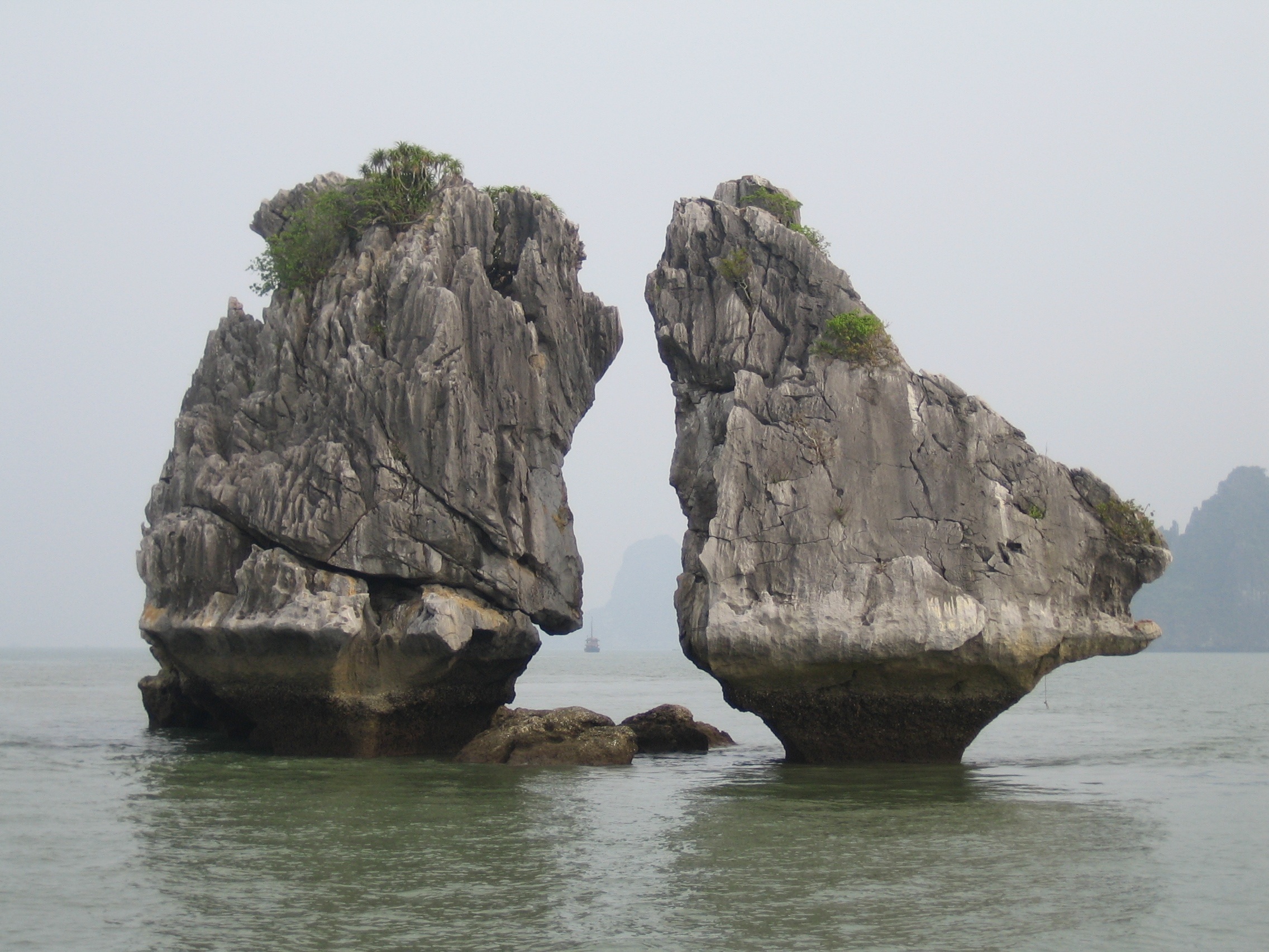 sky, landscape, non-urban scene, clear sky, tranquil scene, coastline, kissing rocks, vietnam, sea, two, island, nature, gray, scenics - nature, beauty in nature, HD Wallpaper