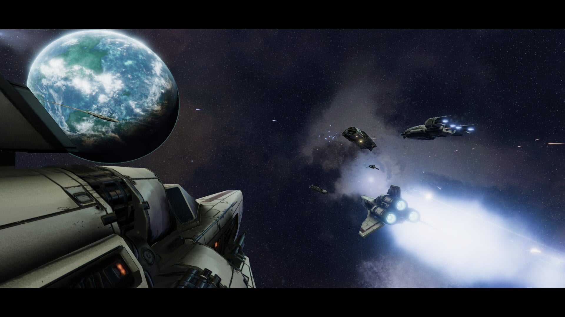 galactica, space battle, spaceship, colonial fleet, ship, Battlestar Galactica, deadlock, war, 1080P, space, battlestar, Battleship, toaster, HD Wallpaper
