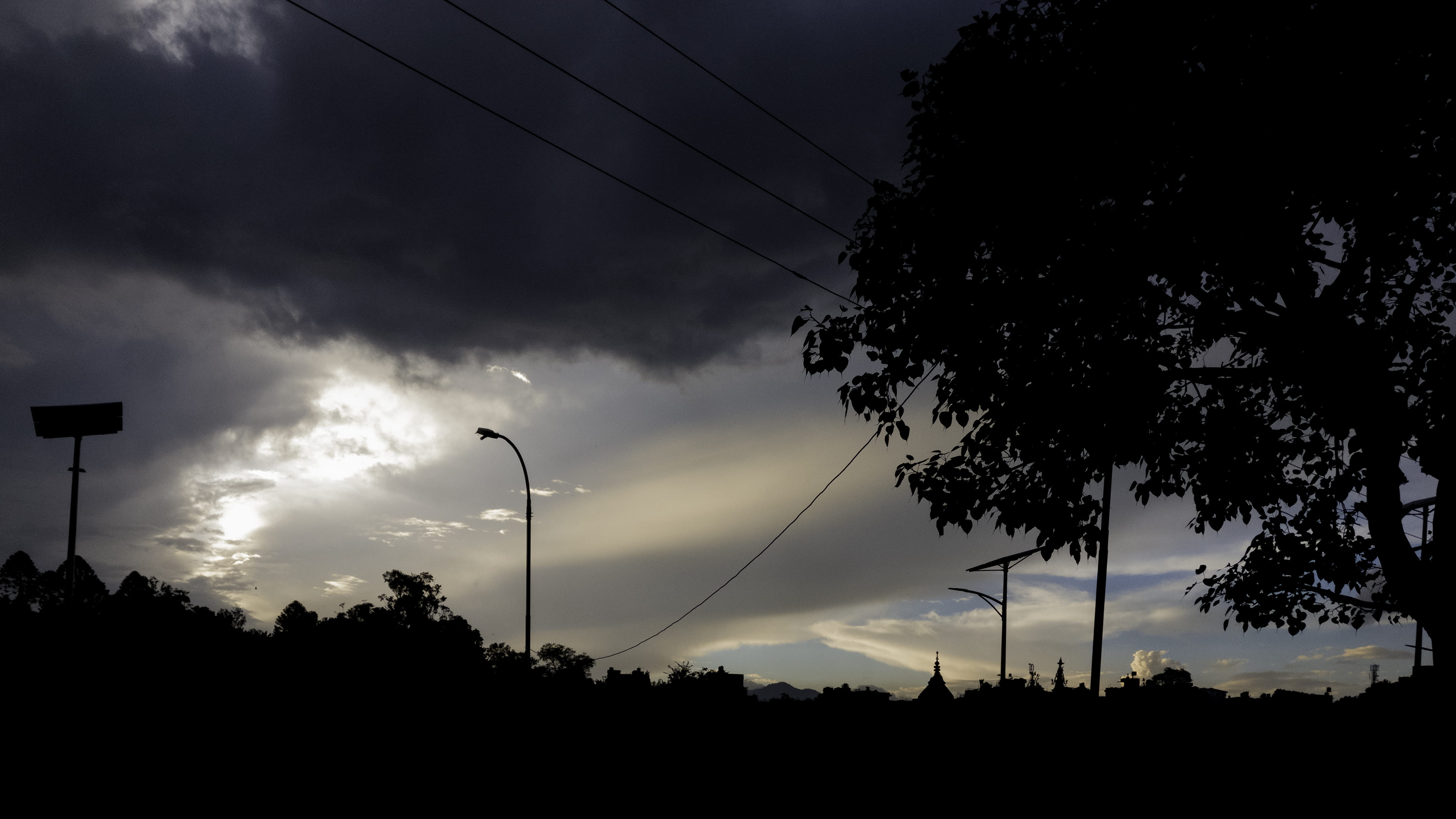 oneplus, street light, temple, sky, beauty in nature, electricity, connection, s3, pashupatinath, sunset, outdoors, shaouraav, power supply, 4K, low angle view, HD Wallpaper
