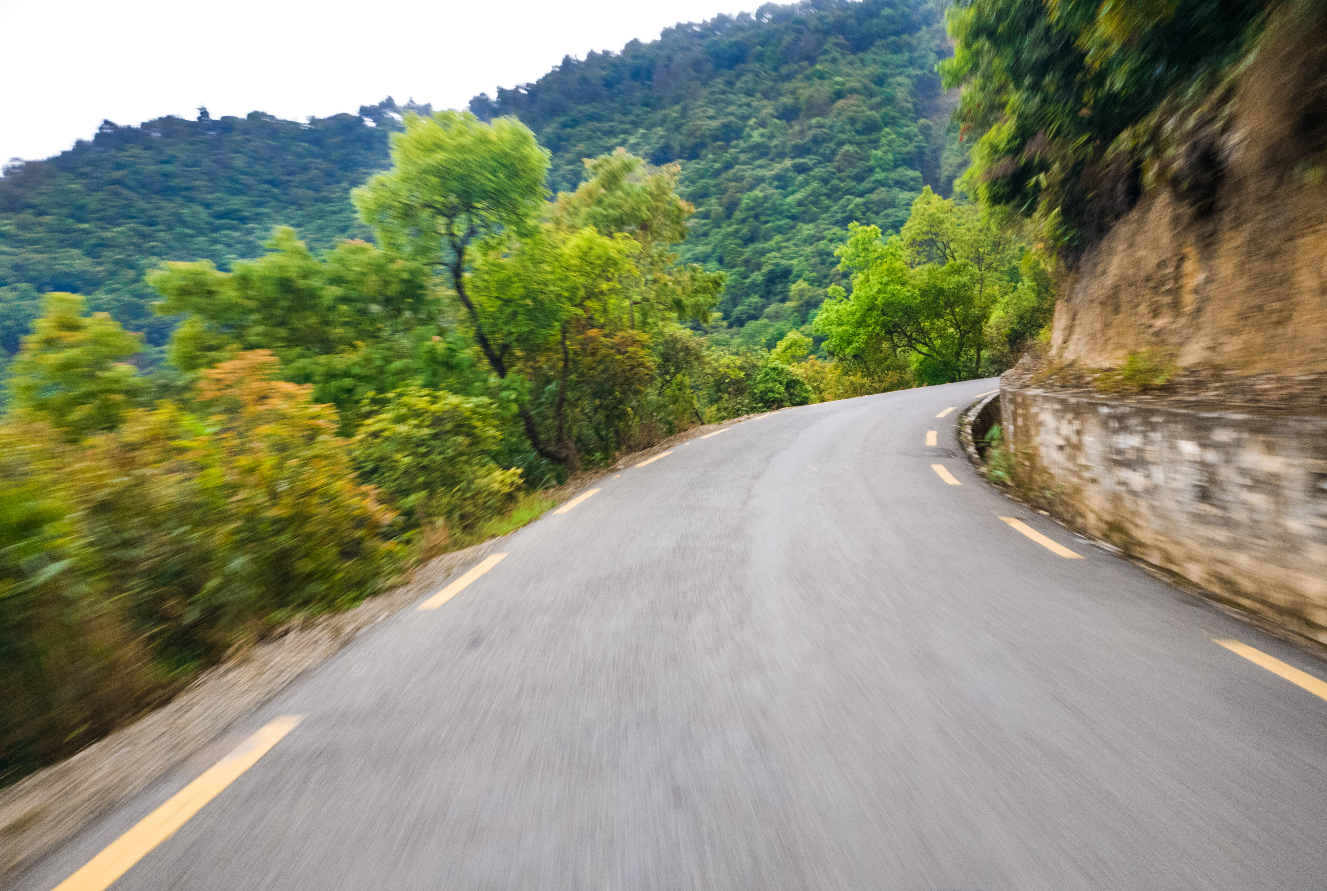 no people, motion, green color, transportation, tree, growth, beauty in nature, outdoors, mountain, nepal, oneplus, road marking, nature, road, long exposure, HD Wallpaper