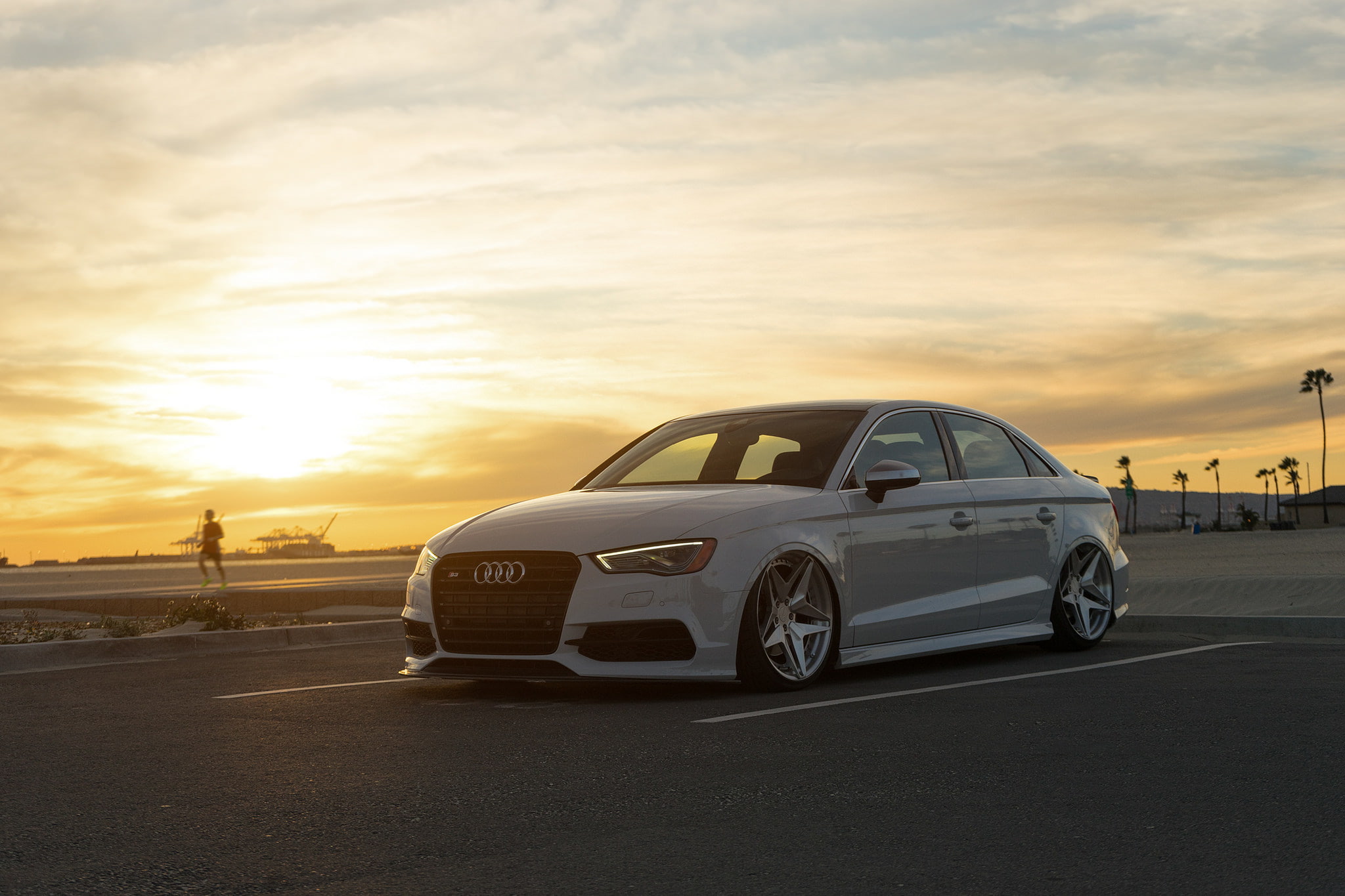 Audi S3, sunset, 1080P, car, Audi, HD Wallpaper