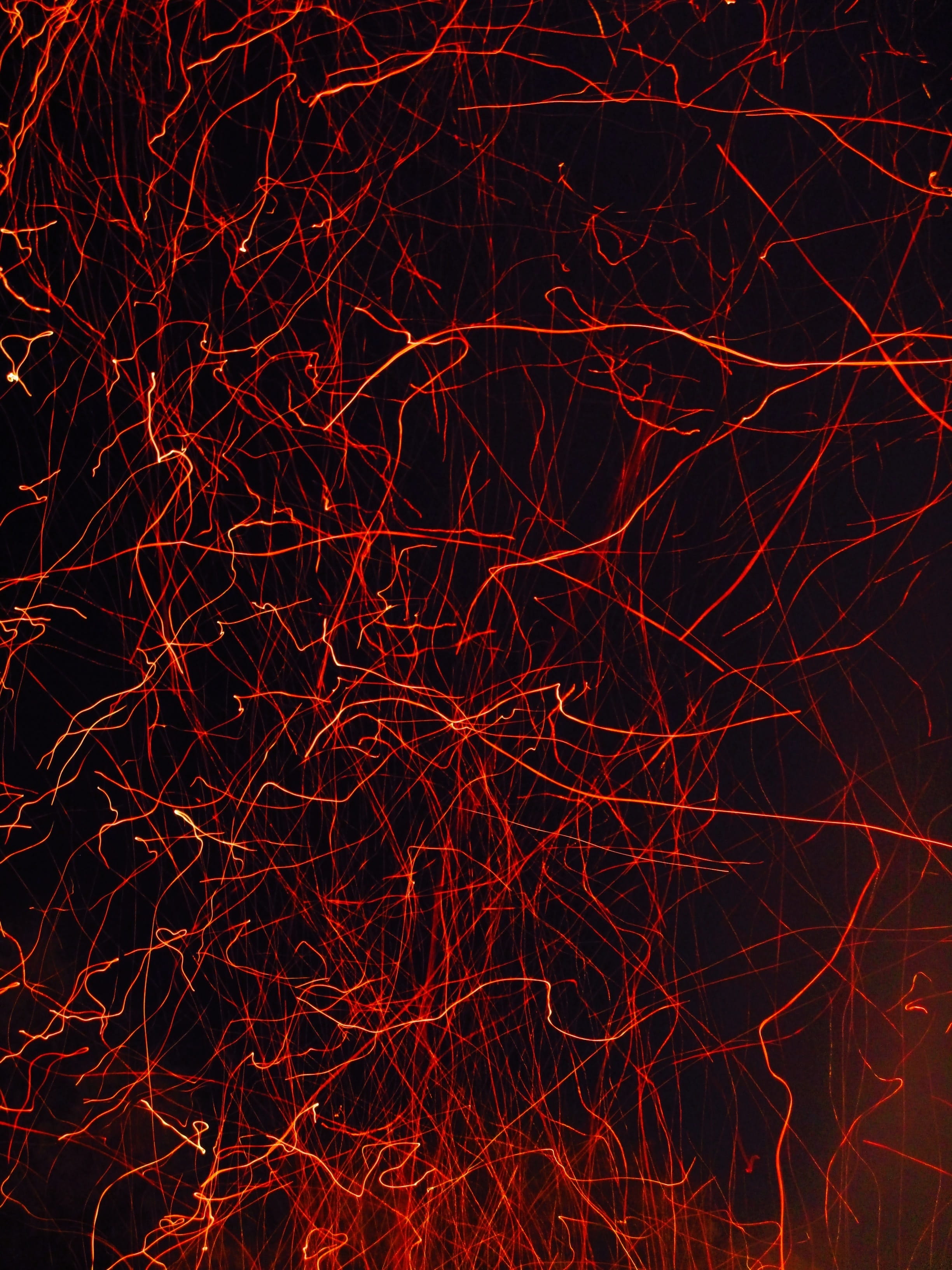 burn, light - natural phenomenon, heat, tangled, line, black background, no people, celebration, passion, red, Fire, backgrounds, pattern, abstract, Red, Phone HD Wallpaper