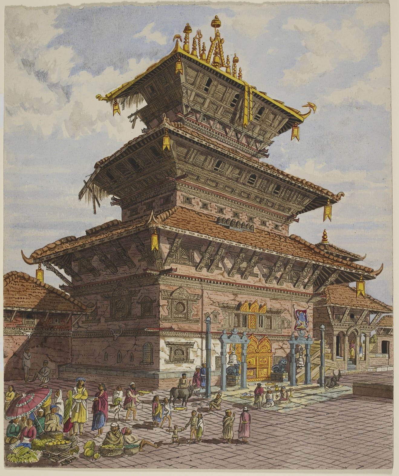 belief, group of people, the past, spirituality, visit, large group of people, architecture, nepal, bhaktapur, real people, built structure, bhairava, women, Phone HD Wallpaper