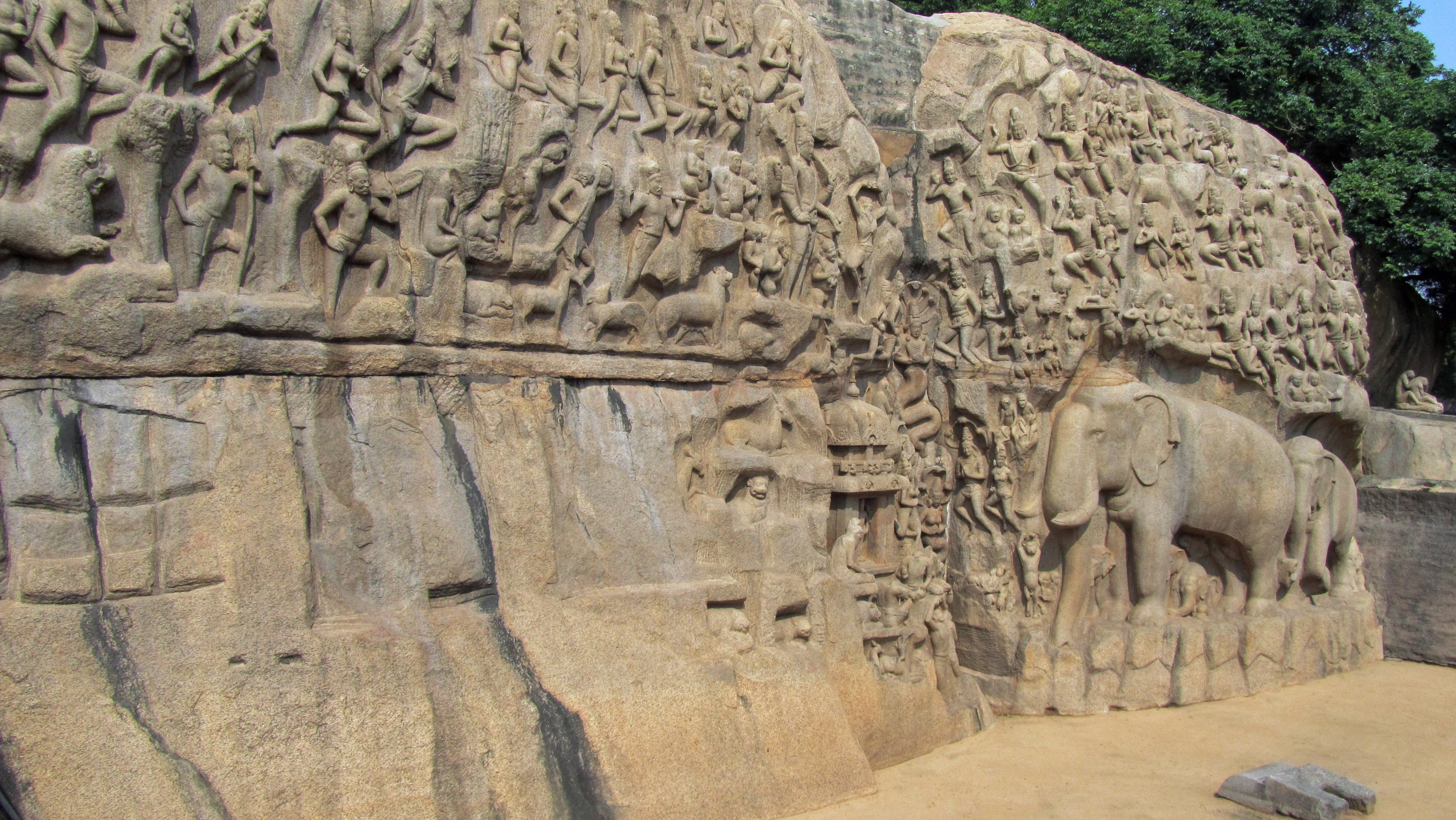 4K, statue, creativity, descent of the ganga, male likeness, the past, carving - craft product, representation, no people, travel destinations, stone material, HD Wallpaper
