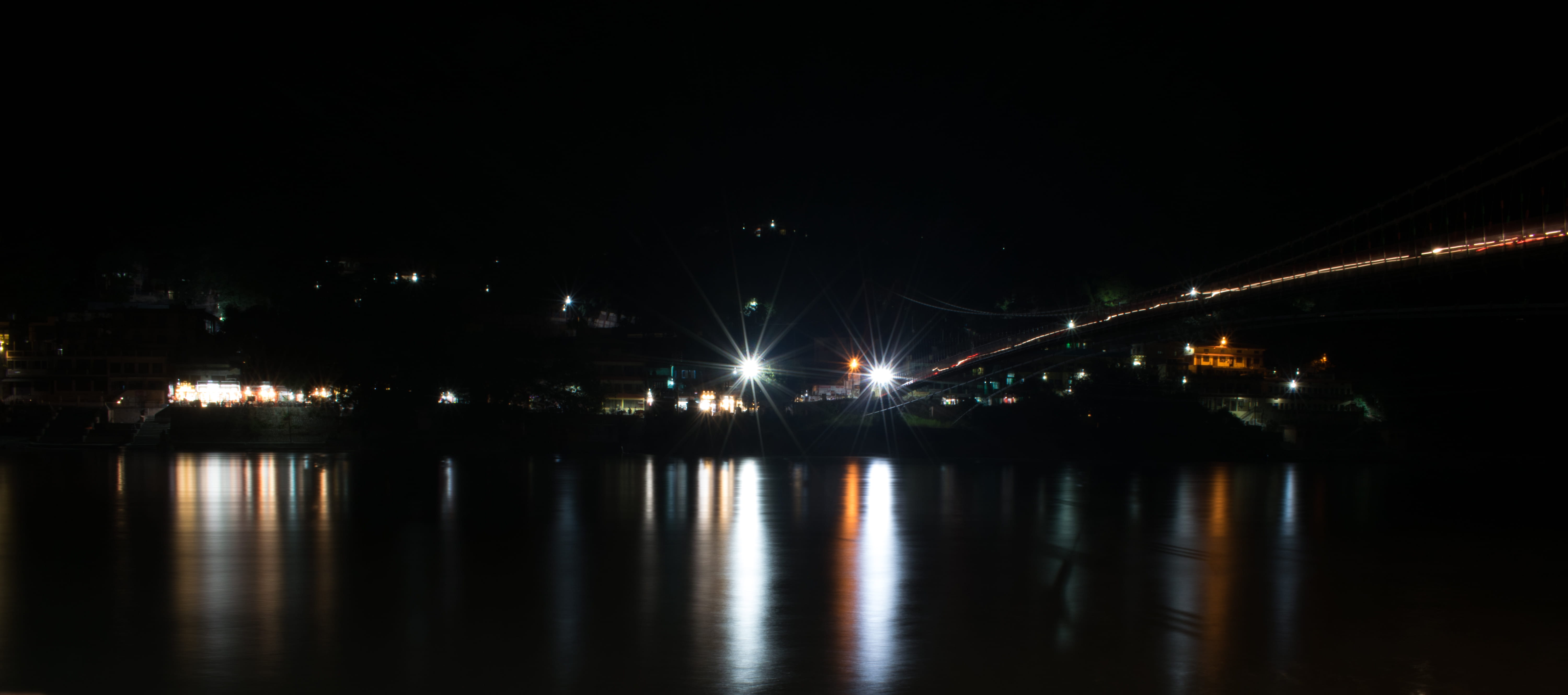 architecture, no people, connection, night, ganges, light - natural phenomenon, water, river, city, dark, ganga, waterfront, nightlife, reflection, lighting equipment, HD Wallpaper