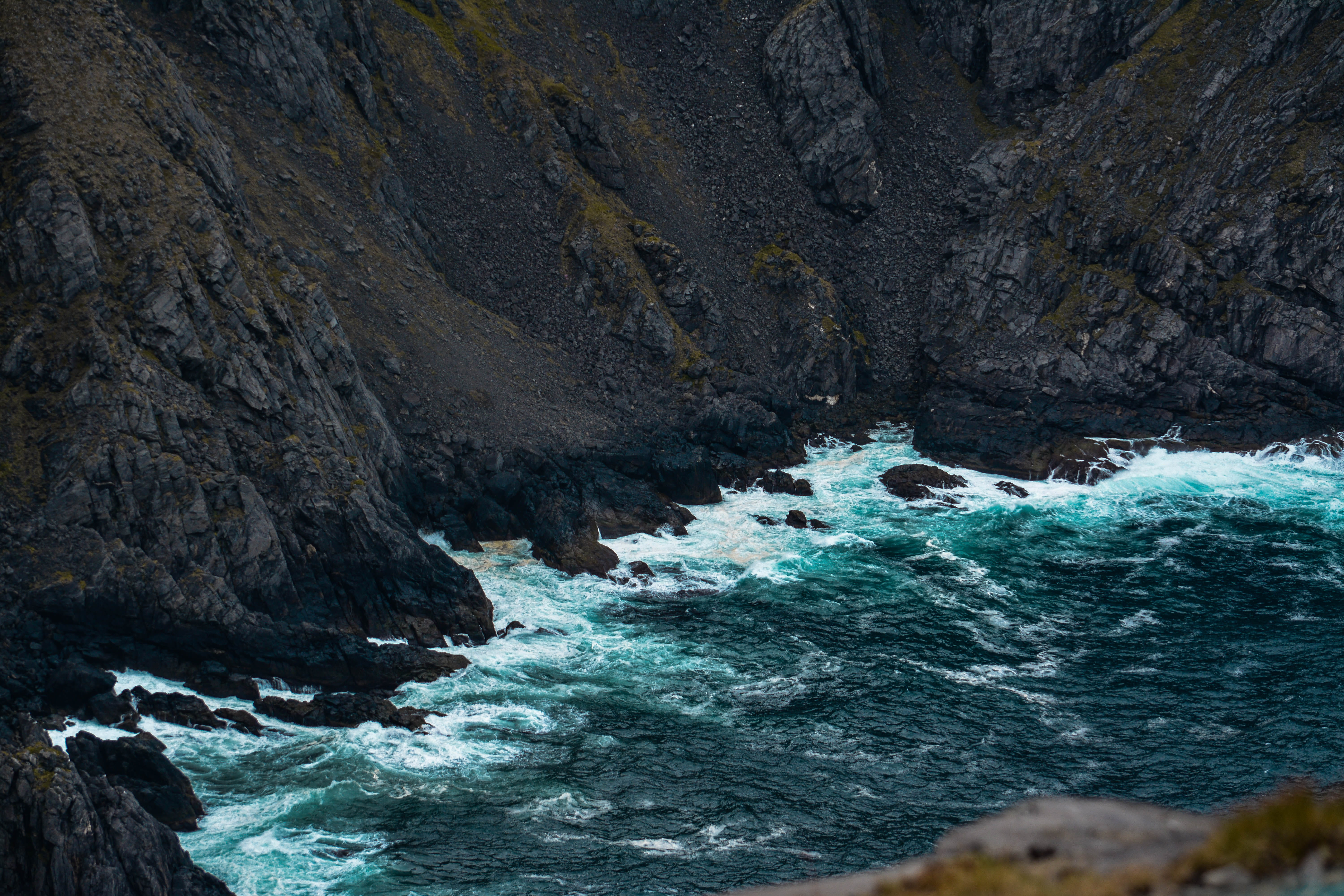 switzerland, ocean, norge, fjord, power in nature, no people, nordkapp, mountain, outdoors, water, day, flowing water, rocky coastline, d5200, stones, rock, HD Wallpaper