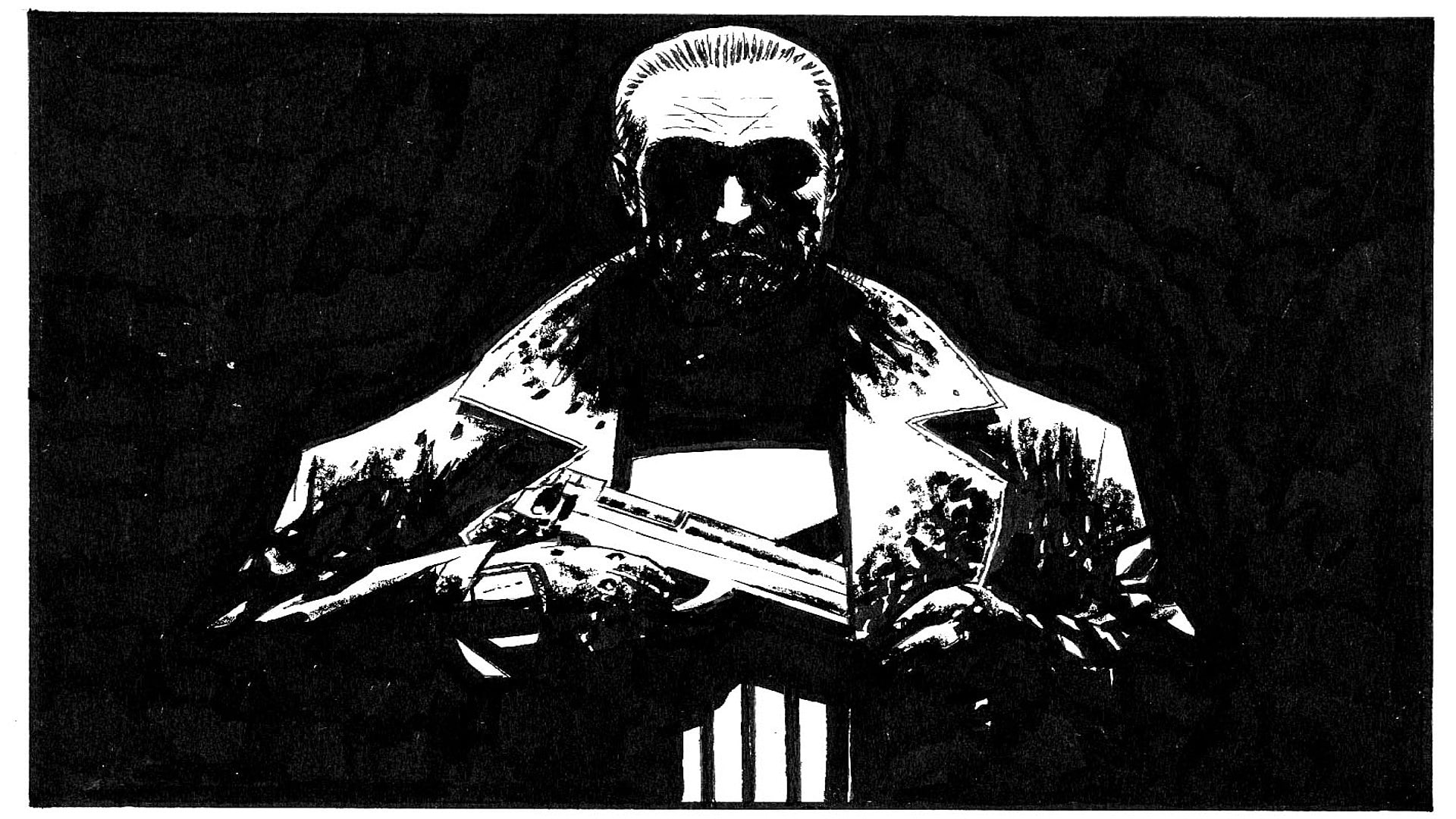 punisher, black, 1080P, cartoon/comic, bw, hd, HD Wallpaper