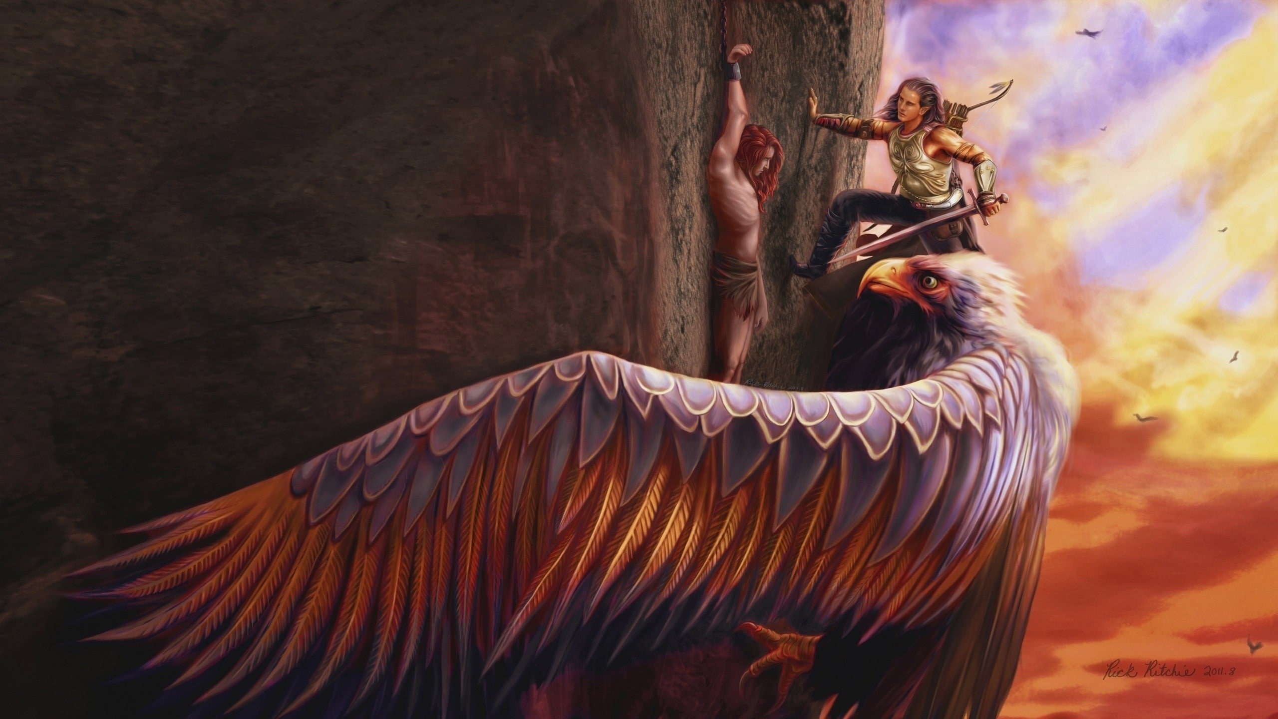 art, fantasy art, mythology, fantasy, eagle, 2K, HD Wallpaper