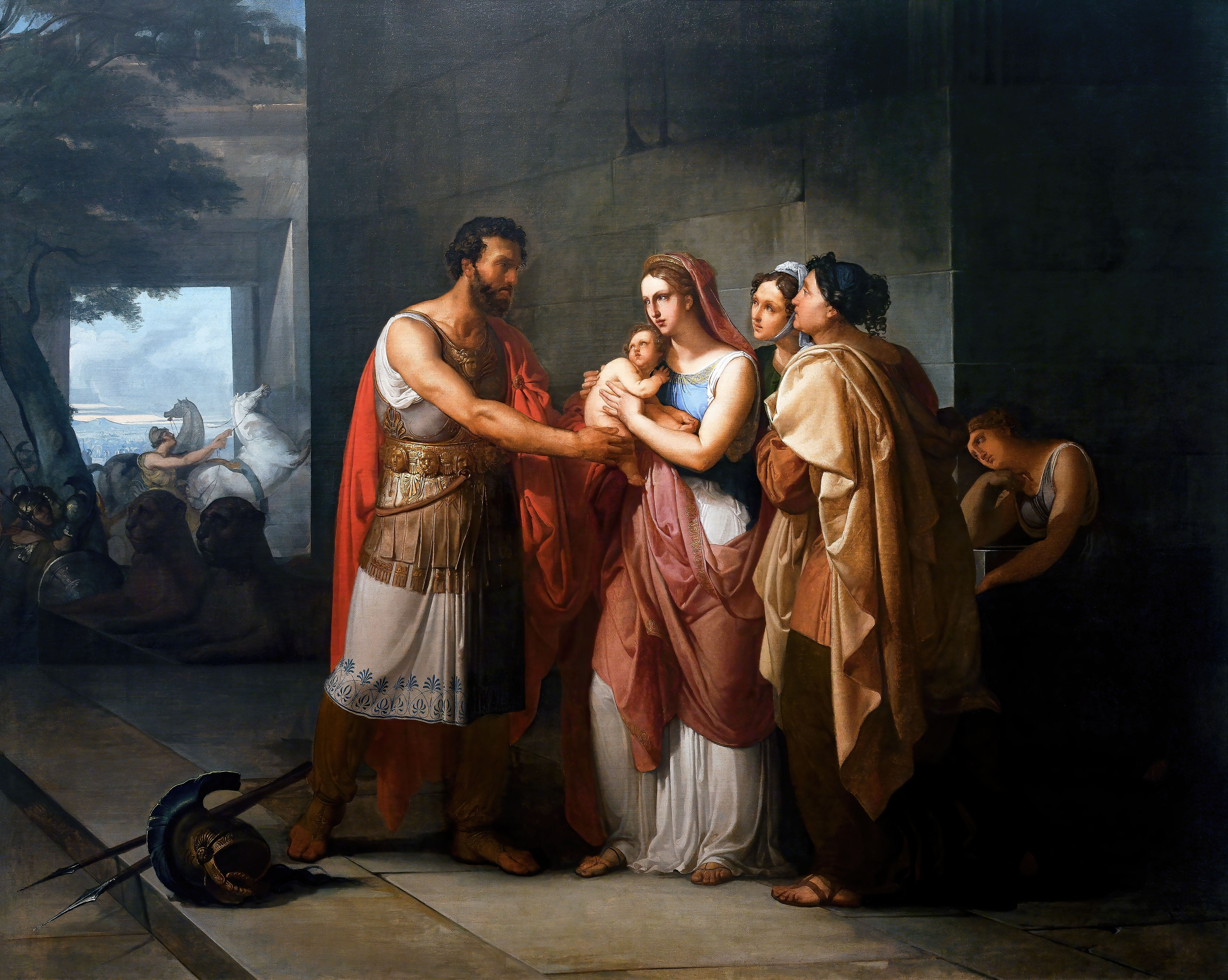 Francesco Hayez, ancient greek, classic art, Greek, 4K, painting, Hector greets Andromaca and Astyanax, ancient greece, HD Wallpaper