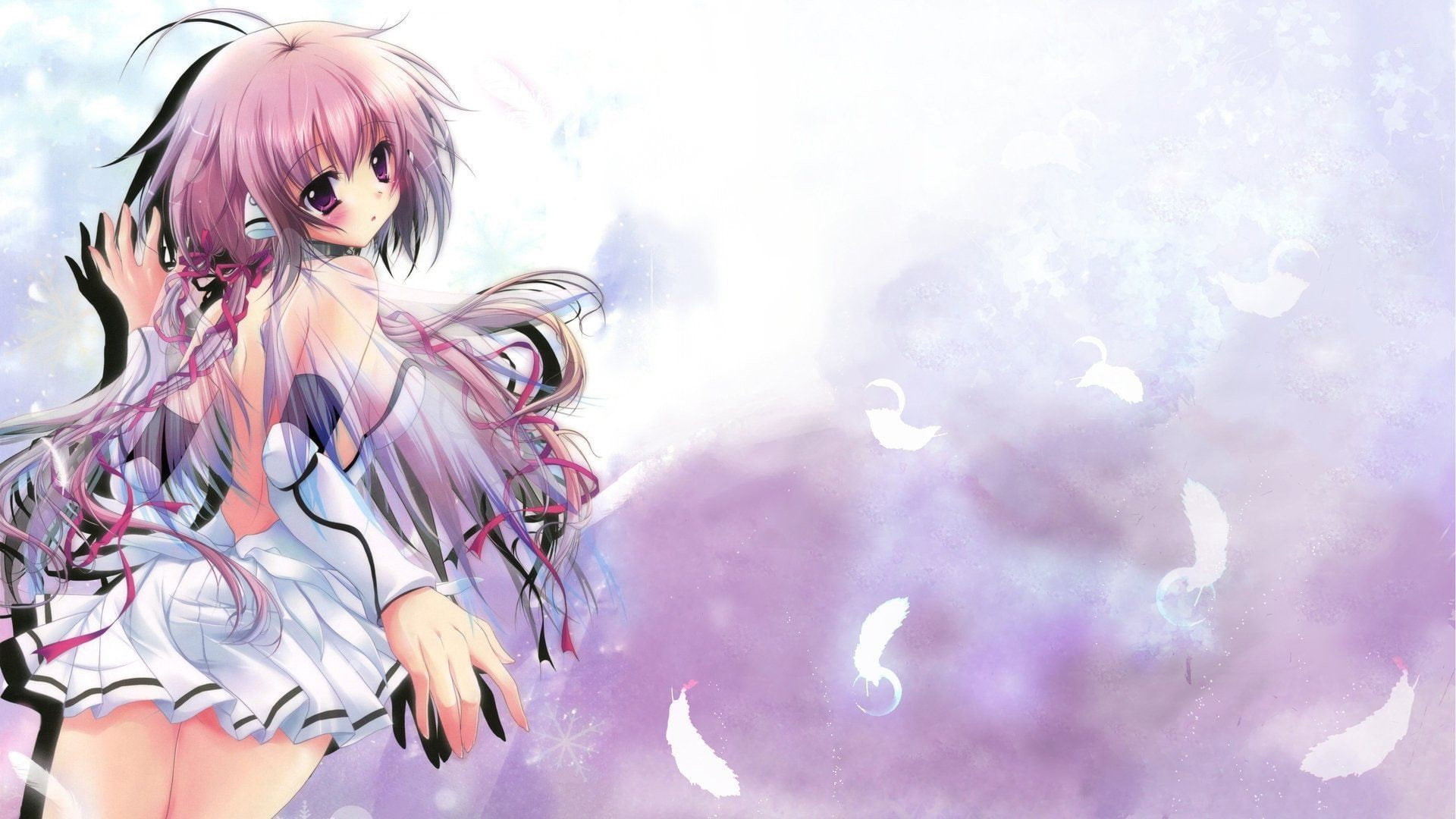 fantasy, women, water, purple, motion, creativity, animated, female, hair, one person, anime, abstract, art and craft, contemplation, paint, HD Wallpaper
