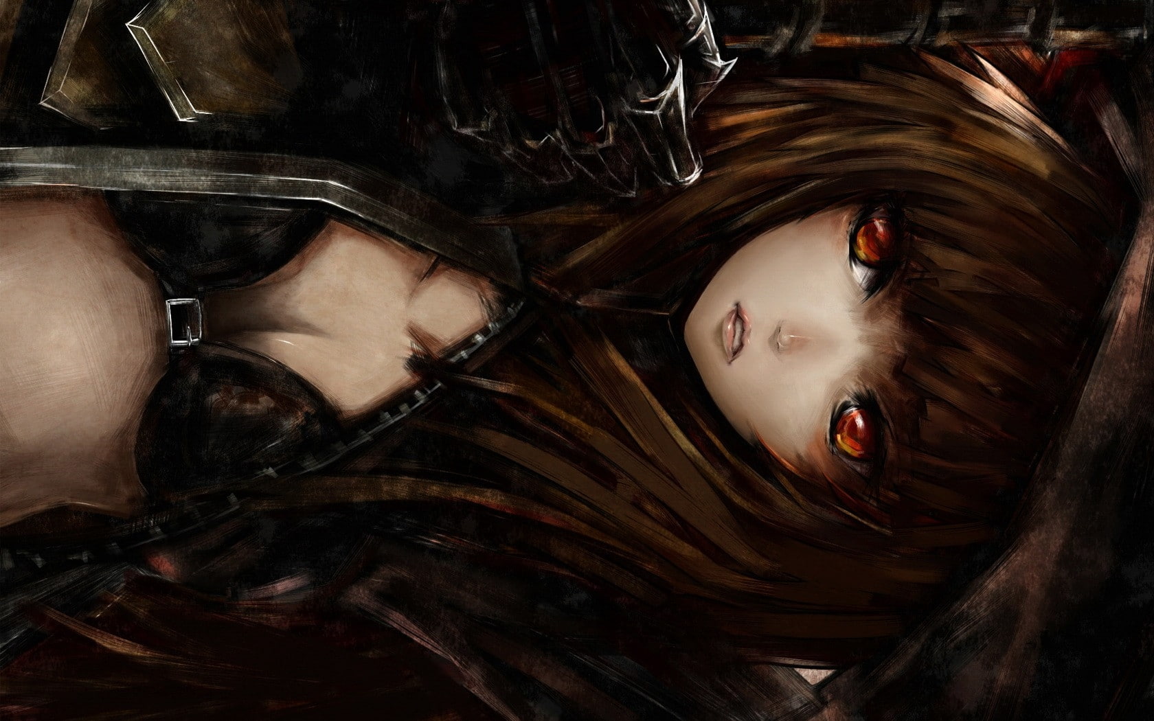 anime, green, x, hot, long hair, girls, otoshimono, ikaros, long, hair, eyes, art, sora, Bra, 720P, hd, HD Wallpaper