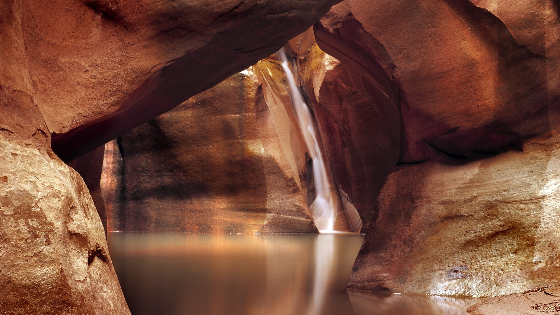 rocks, antelope, grand, water, 1080P, cave, hd, stones, waterfall, nature, canyon, HD Wallpaper