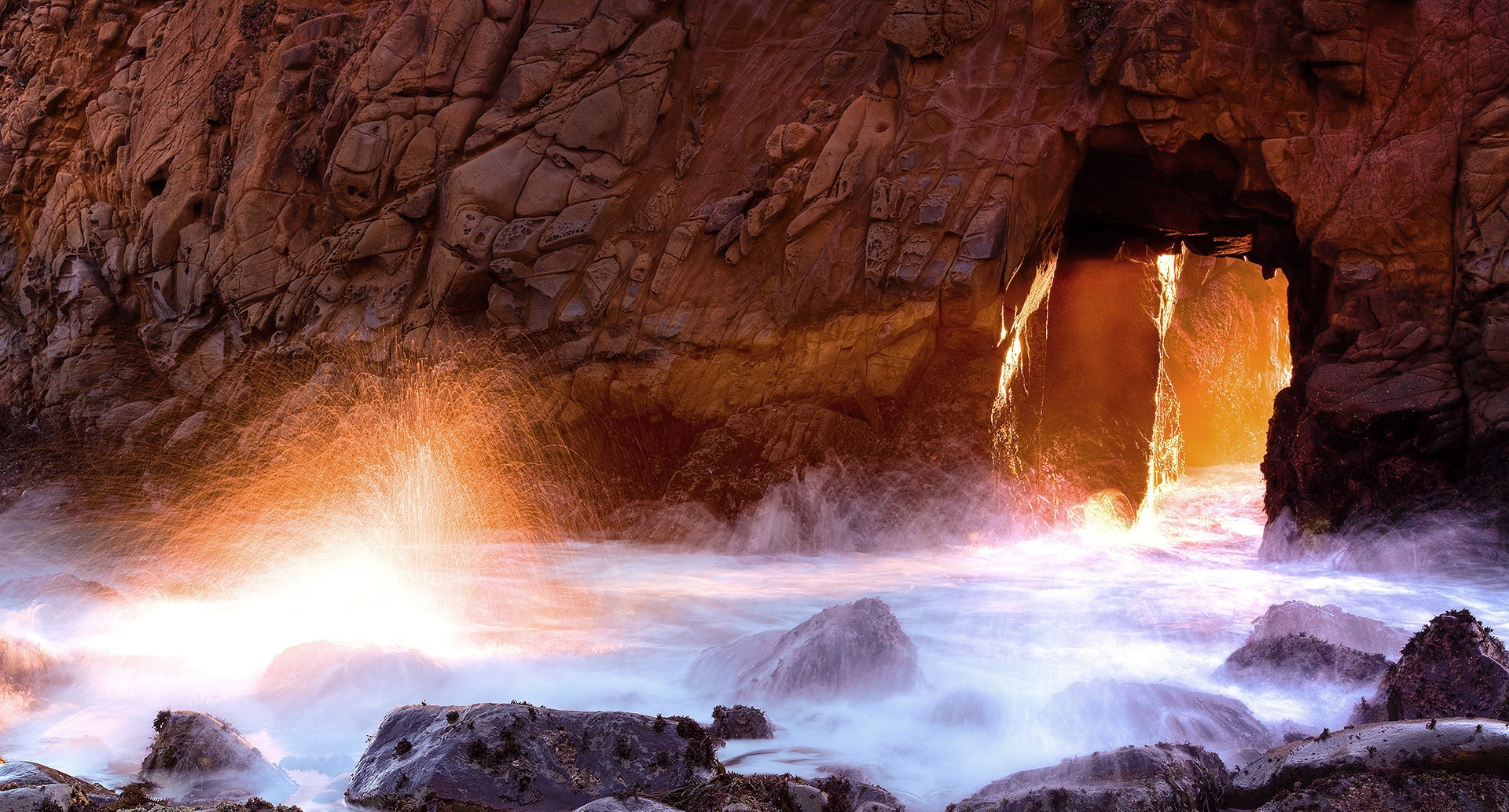 stalagmite, outdoors, travel destinations, eroded, motion, brown, arch, famous Place, long exposure, rock - Object, light, 1080P, stalactite, scenics - nature, HD Wallpaper