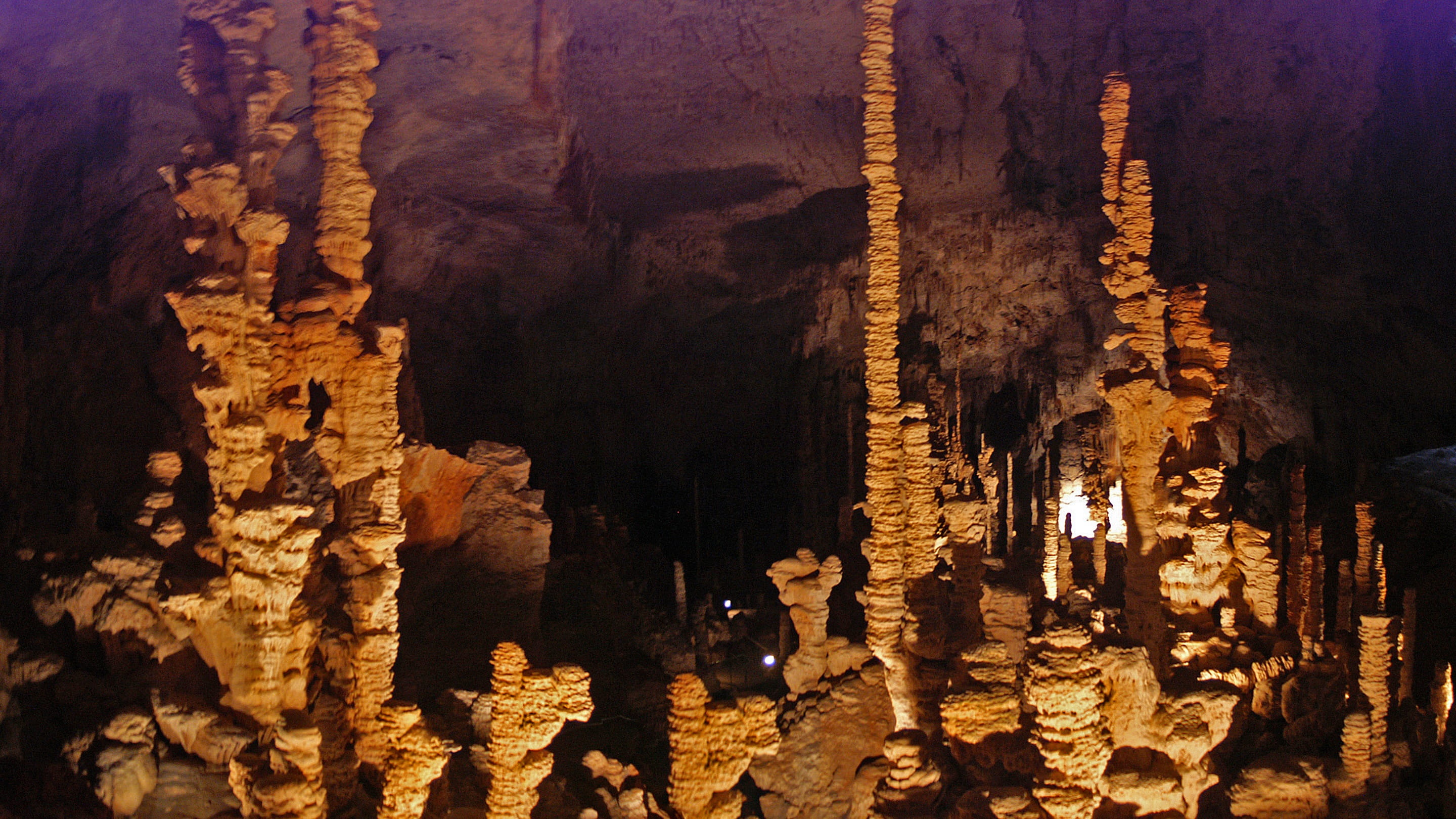 night, illuminated, glowing, lighting equipment, rock formation, rock - object, Stalactite, 2K, no people, rock, people, solid, full length, france, art and craft, HD Wallpaper