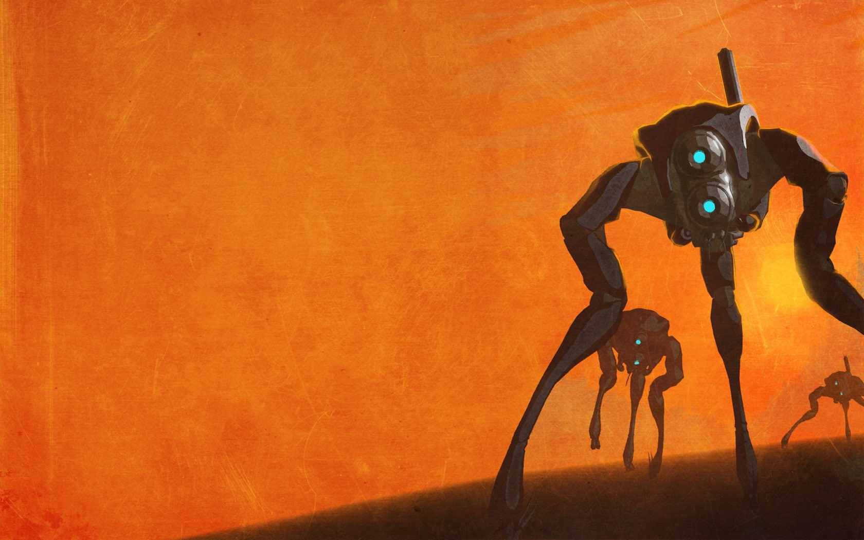 special, 720P, power, illustration, orange background, special power, half, life, background, robot, half-life 2, gray, orange, HD Wallpaper
